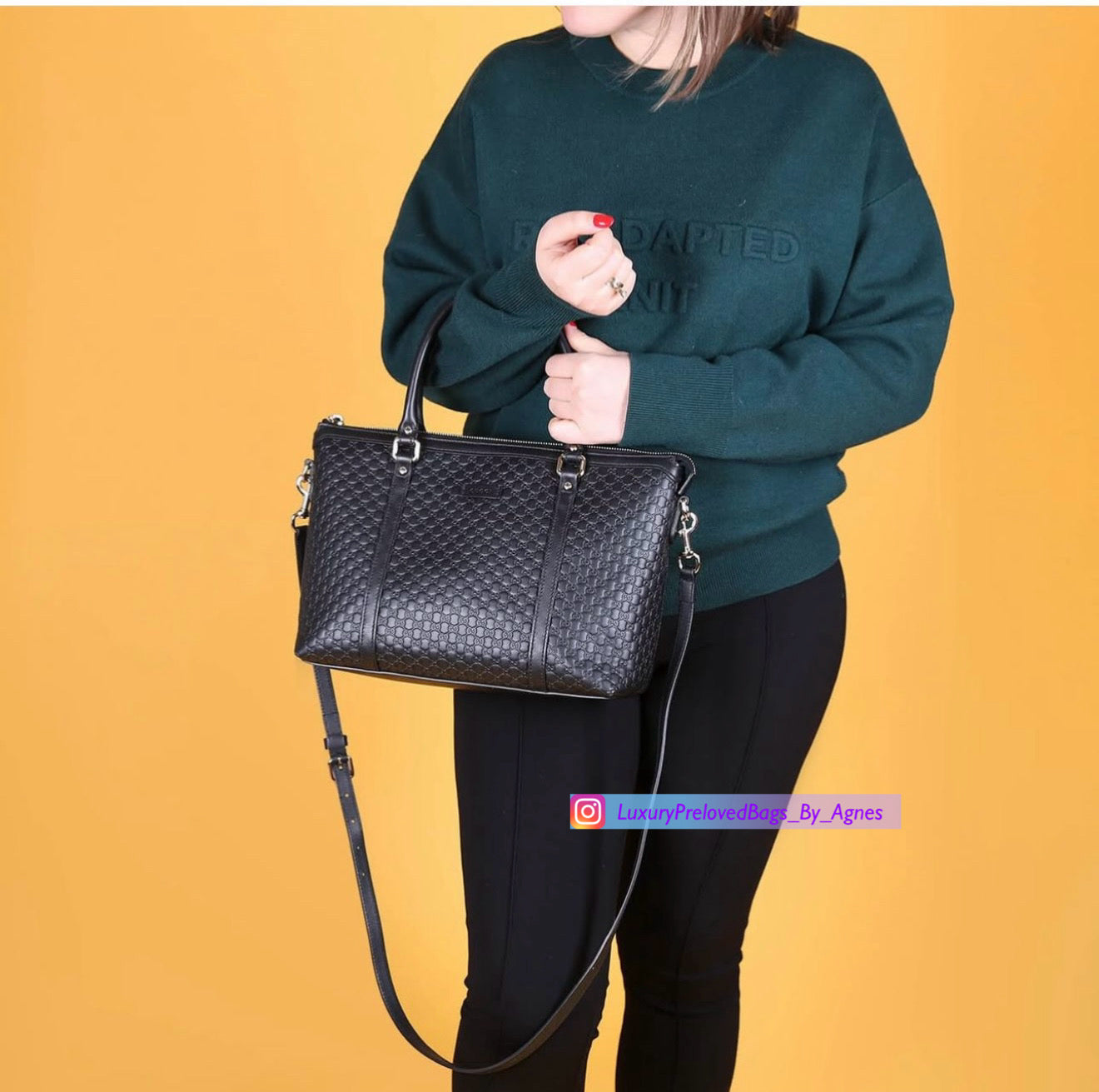 Gucci Microguccissima Tote Bag Black Leather
