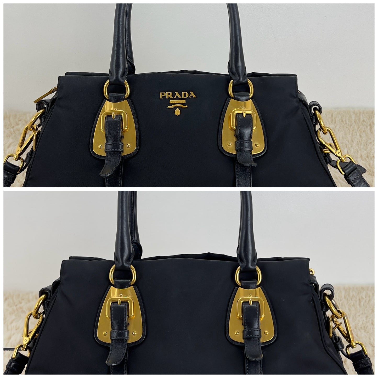 Prada Tessuto Nylon And Soft Calfskin Leather