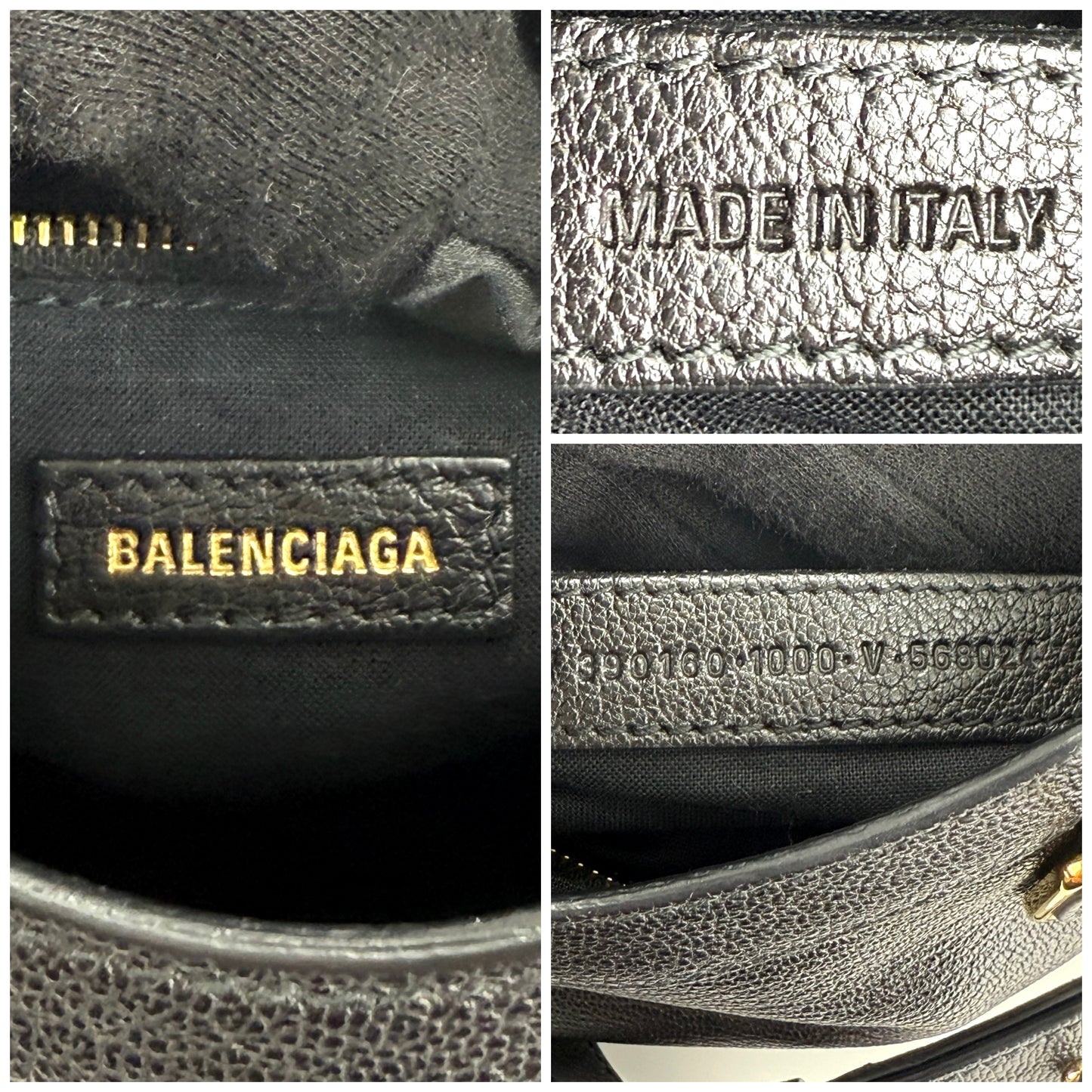 Balenciaga Black Leather Mini Classic Metallic Edge City Bag