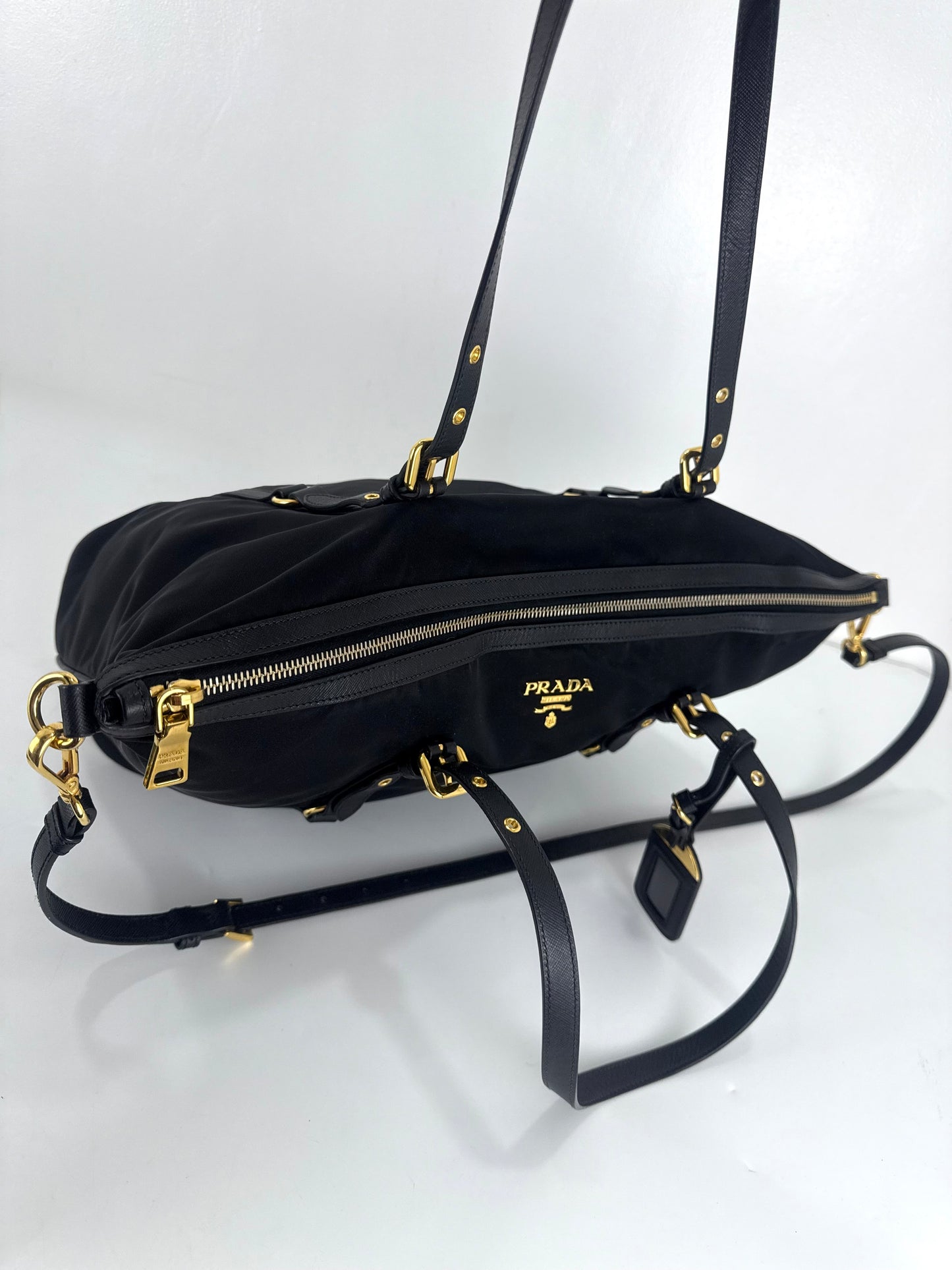 Prada Black Tessuto Nylon And Saffiano
Leather Tote Bag - BR4253