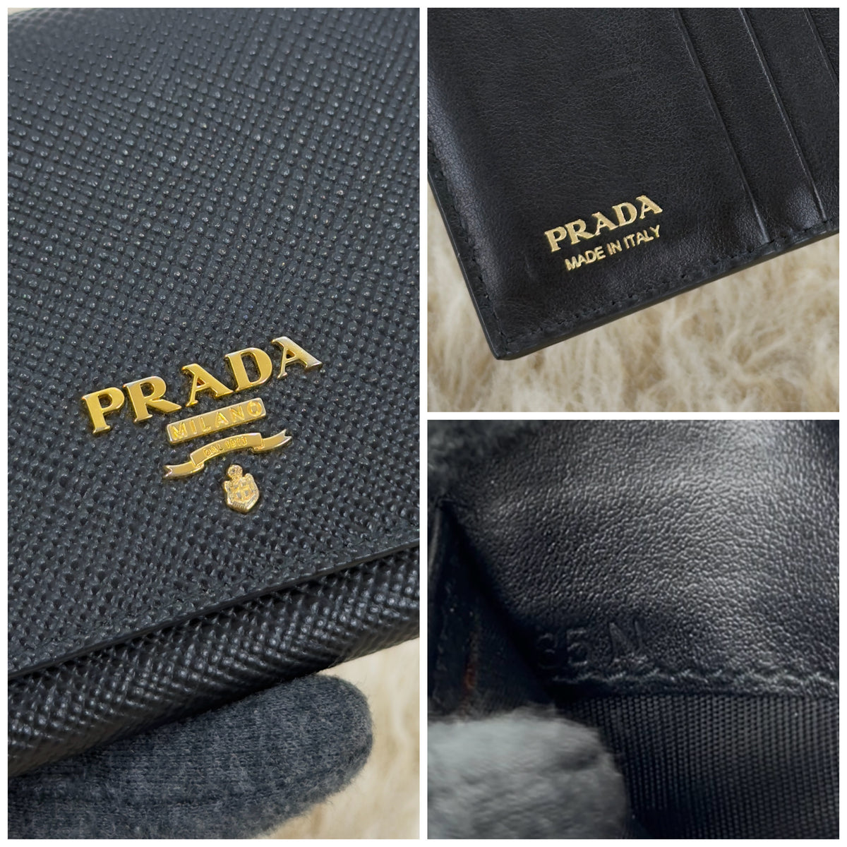 Prada Saffiano Leather Short Trifold
Clasp Wallet 1MH176