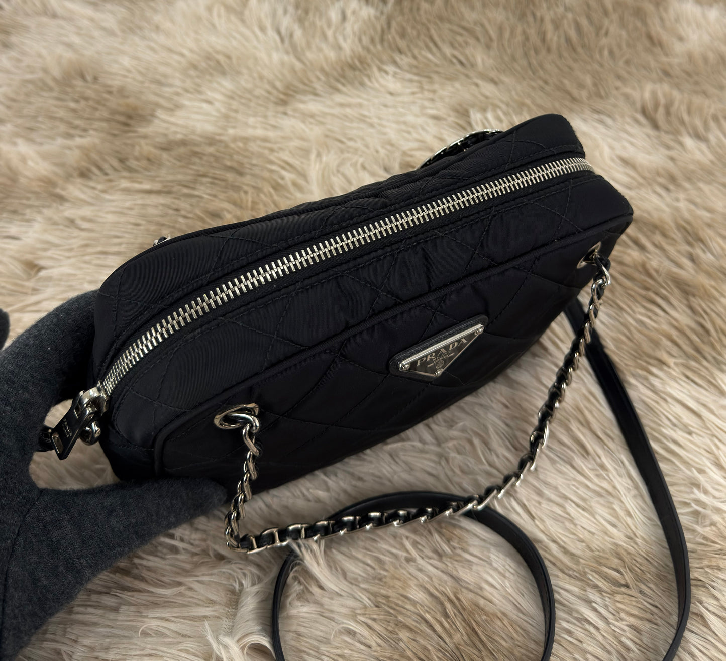 Prada Nylon Tessuto Impuntu Quilted Bandoliera