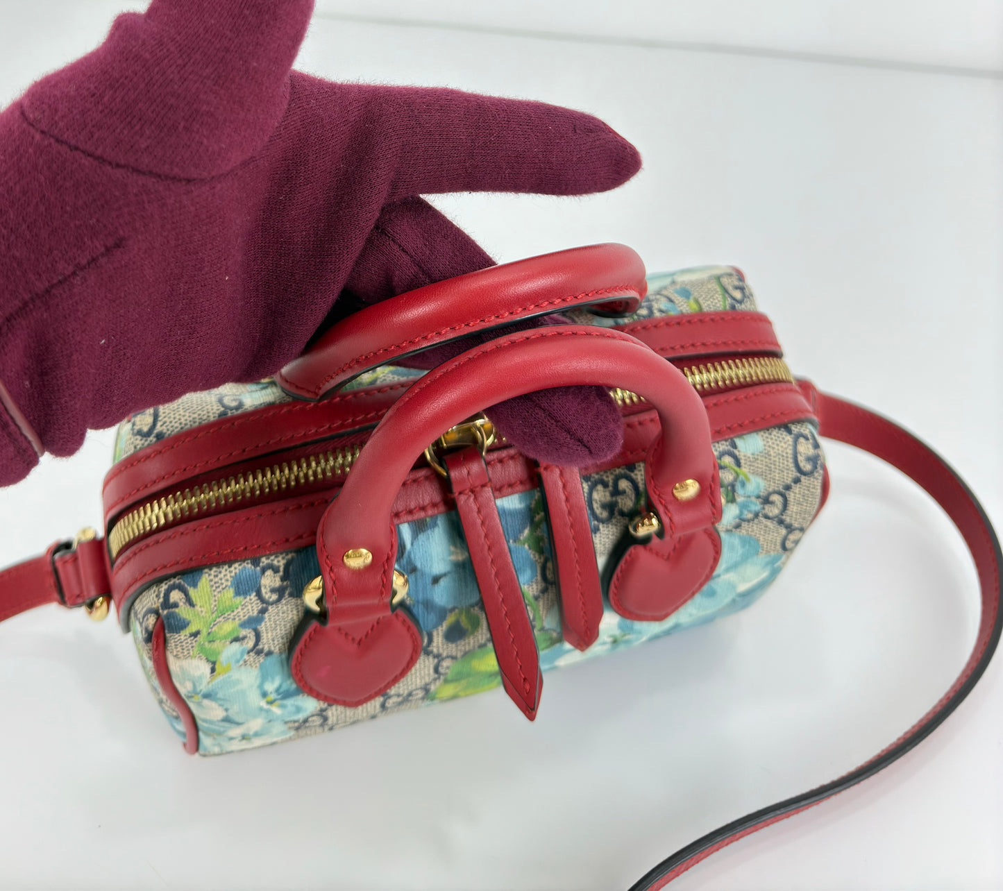 Gucci GG Supreme Monogram Blooms Mini Boston Bag