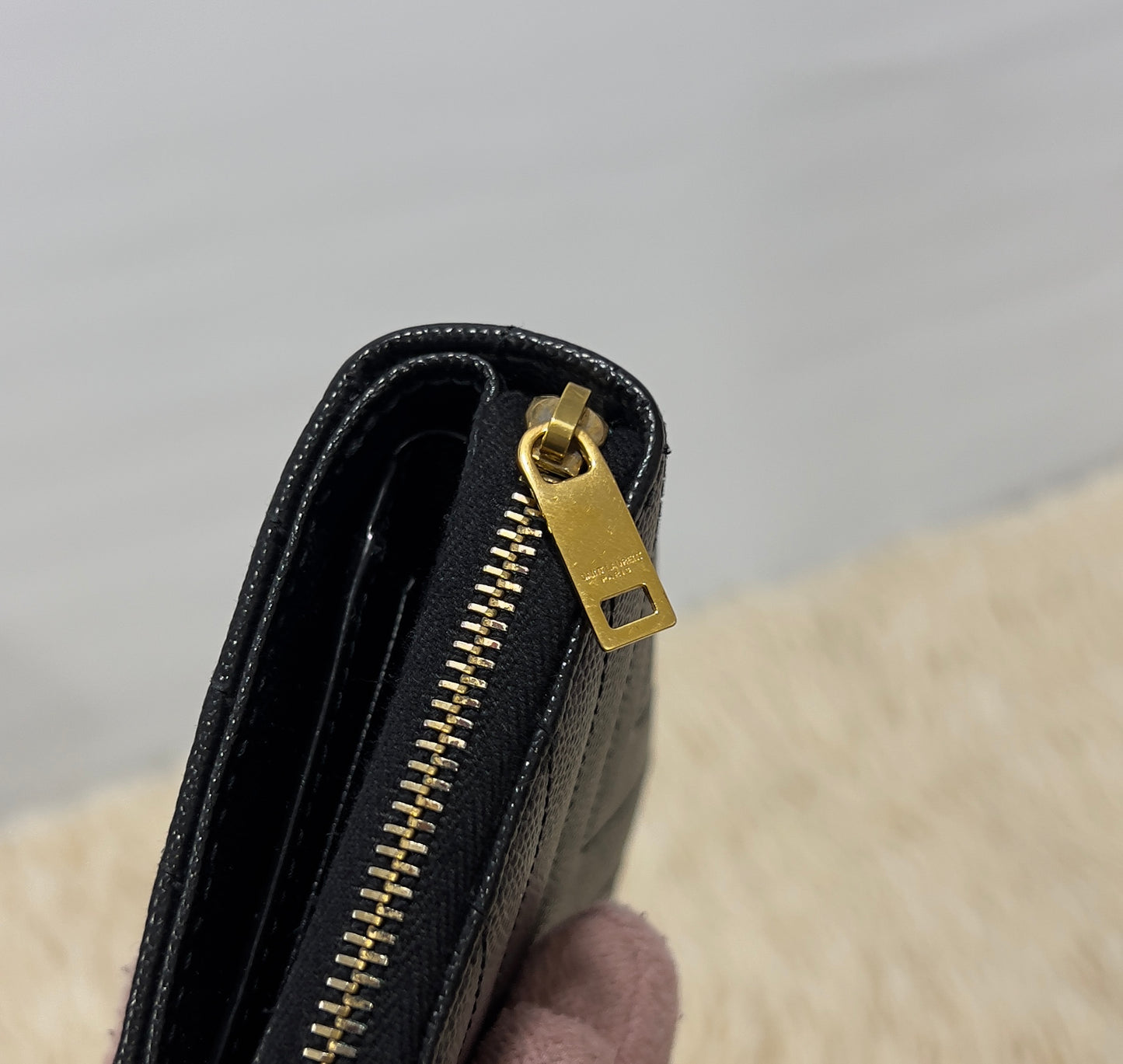Saint Laurent Cassandre Matelassé Compact Zip Around Wallet