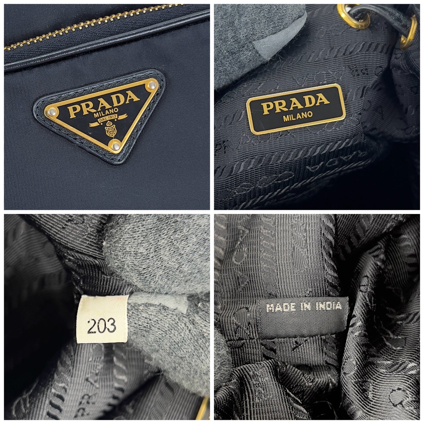 Prada Drawstring Bucket Bag Tessuto