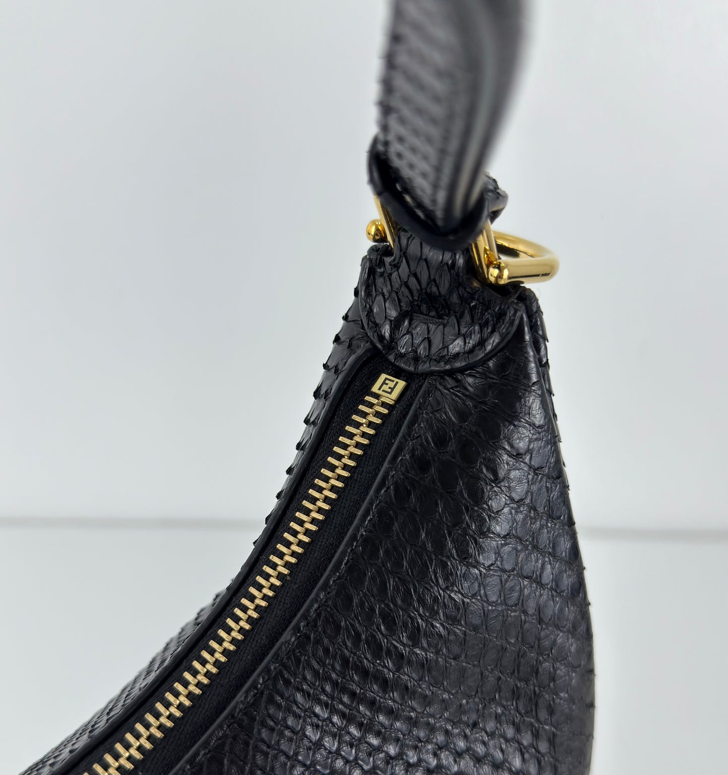 FENDI Black Phyton Fendigraphy Hobo Medium