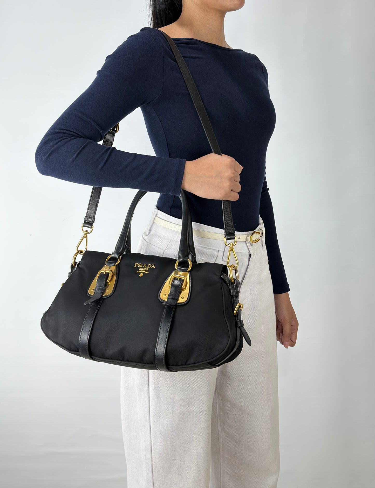 Prada Tessuto Nylon And Soft Calfskin Leather