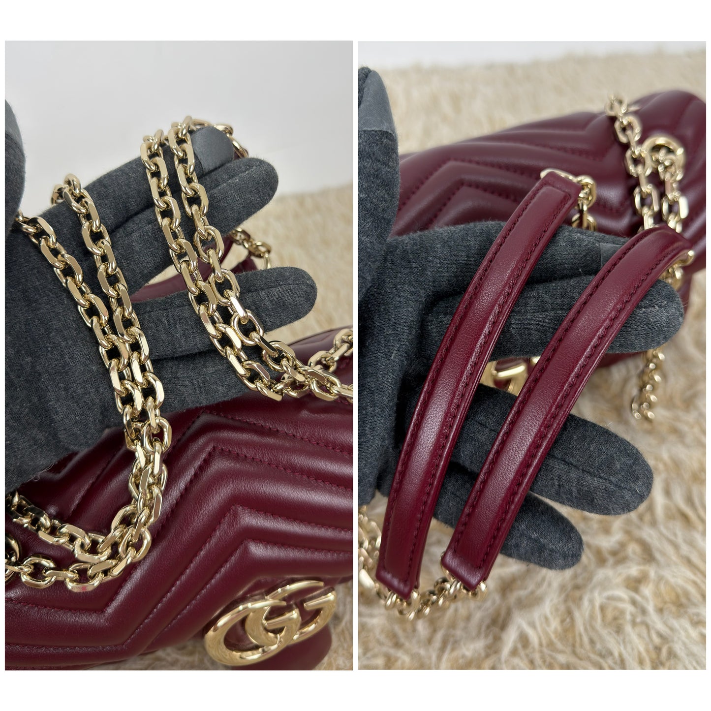 Gucci GG Marmont Medium In Rosso Ancora Red Leather