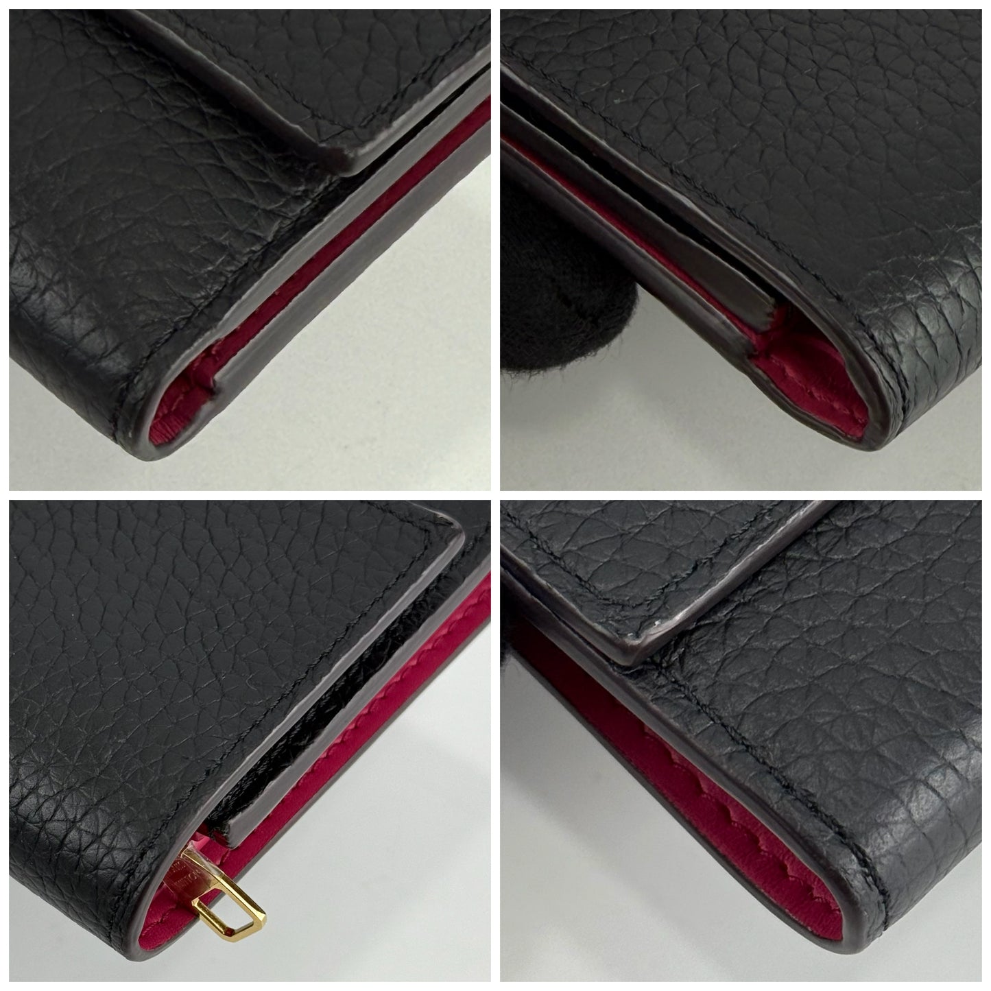 Louis Vuitton Compact Black Taurillon Leather Capucines Wallet