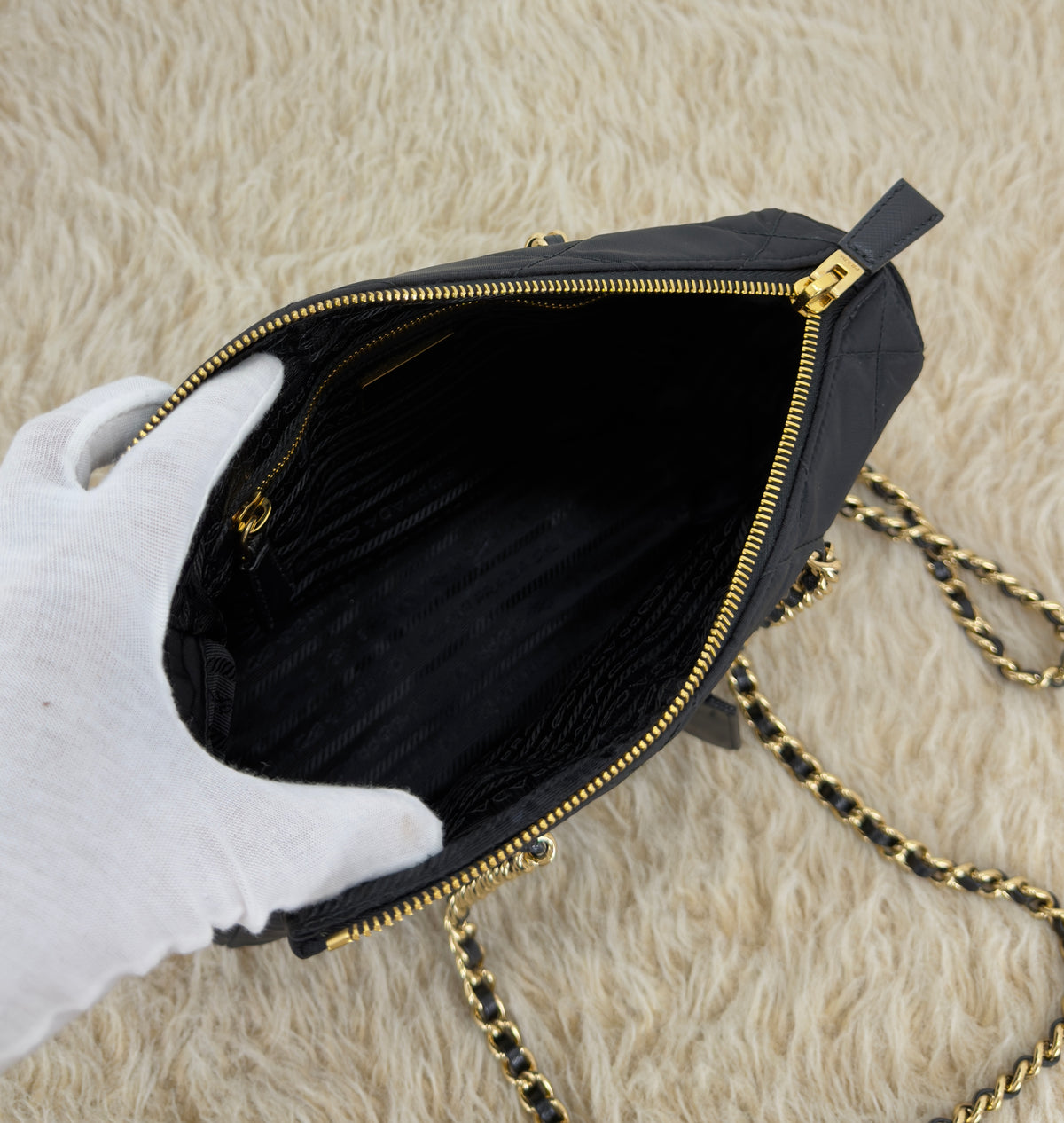 Prada Re - Edition 1995 Quilted Nylon Chain Tote