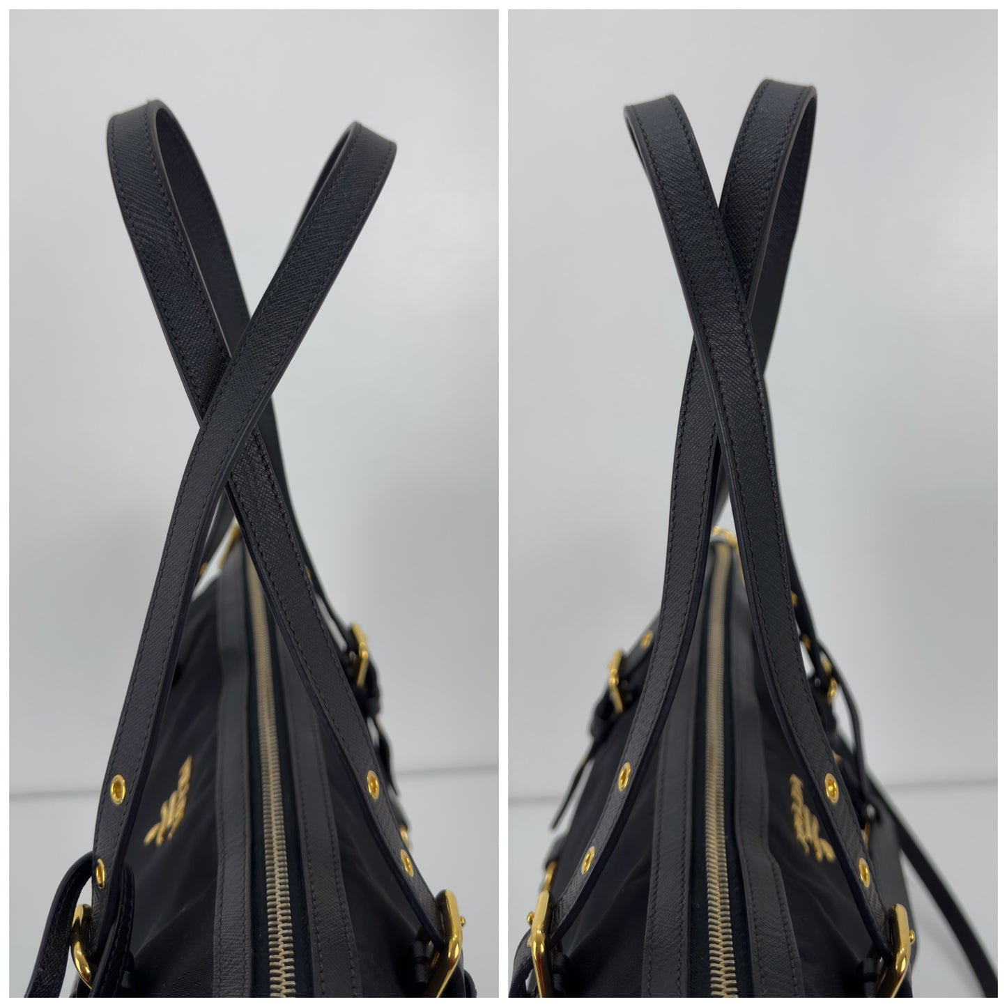Prada Black Tessuto Nylon And Saffiano
Leather Tote Bag - BR4253