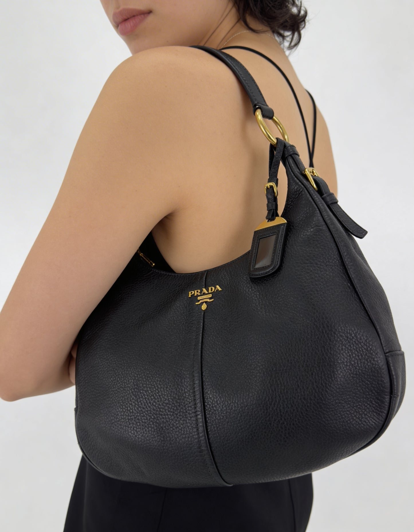 Prada Vitello Daino Zip Hobo Bag