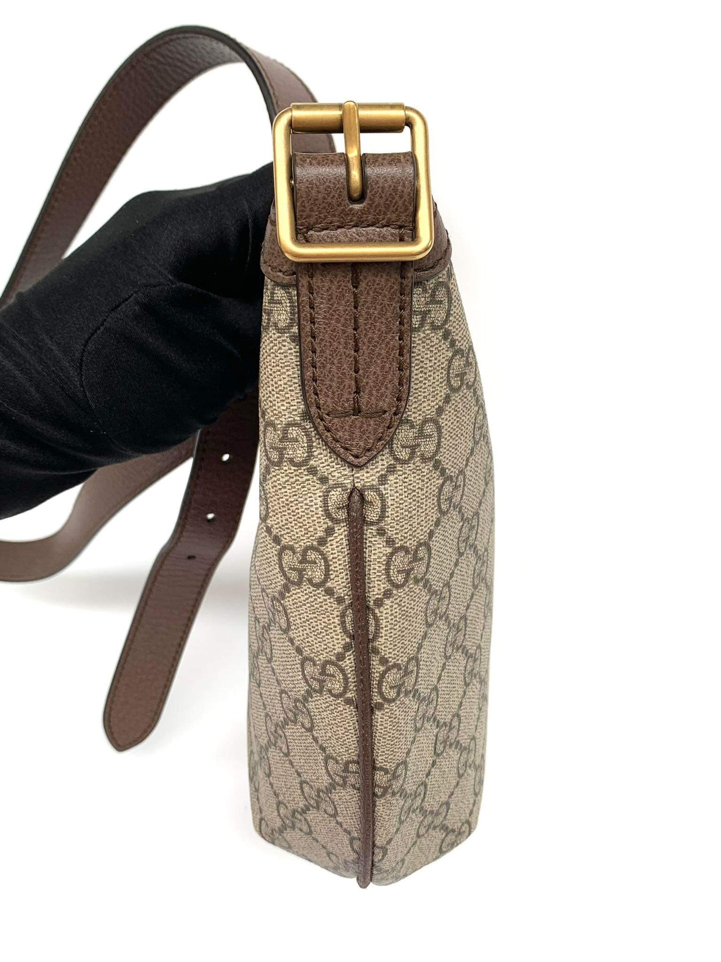 Gucci Beige GG Supreme Web Ophidia Small Half Moon Hobo