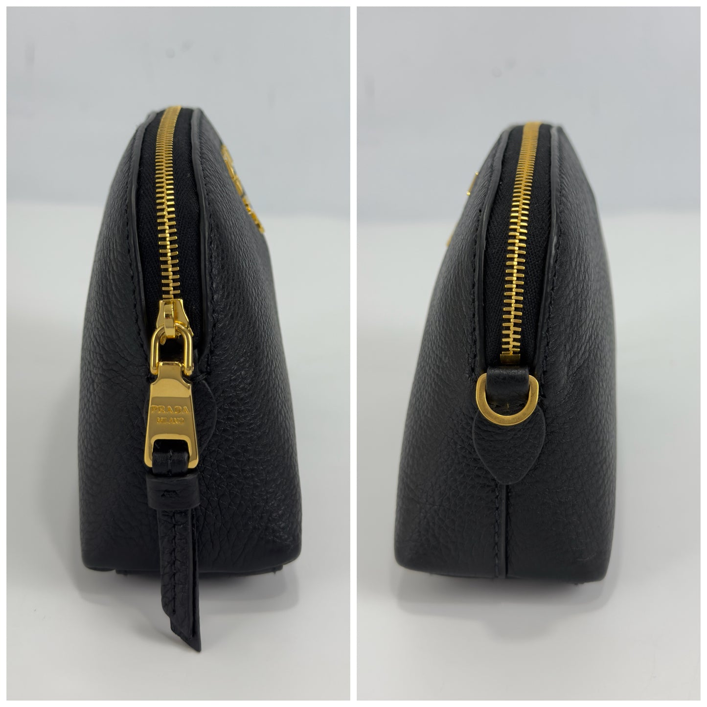 Prada Vitello Daino Cosmetic Pouch Black