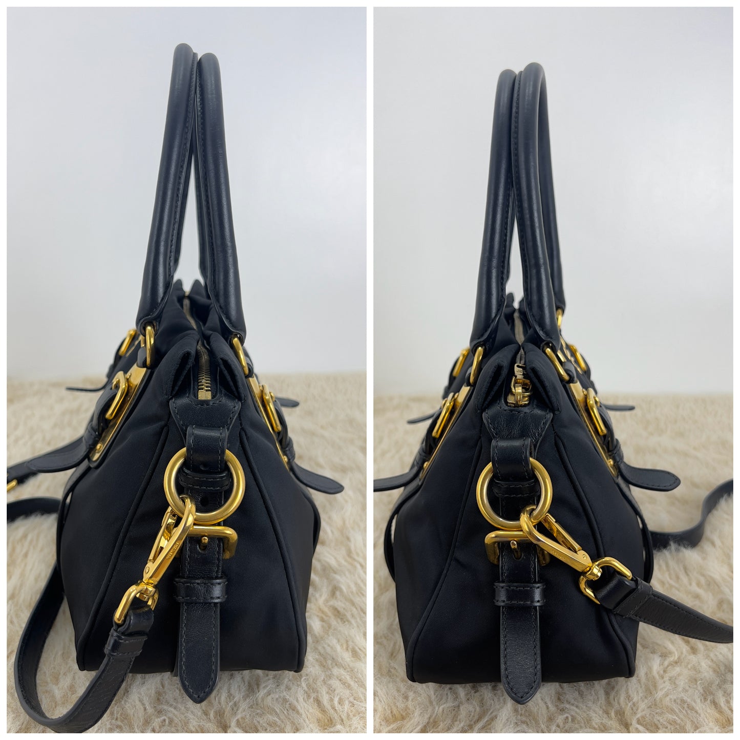 Prada Tessuto Nylon And Soft Calfskin Leather