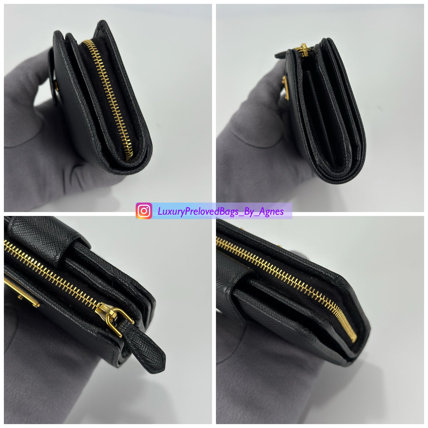Prada Black Small Saffiano Leather Wallet