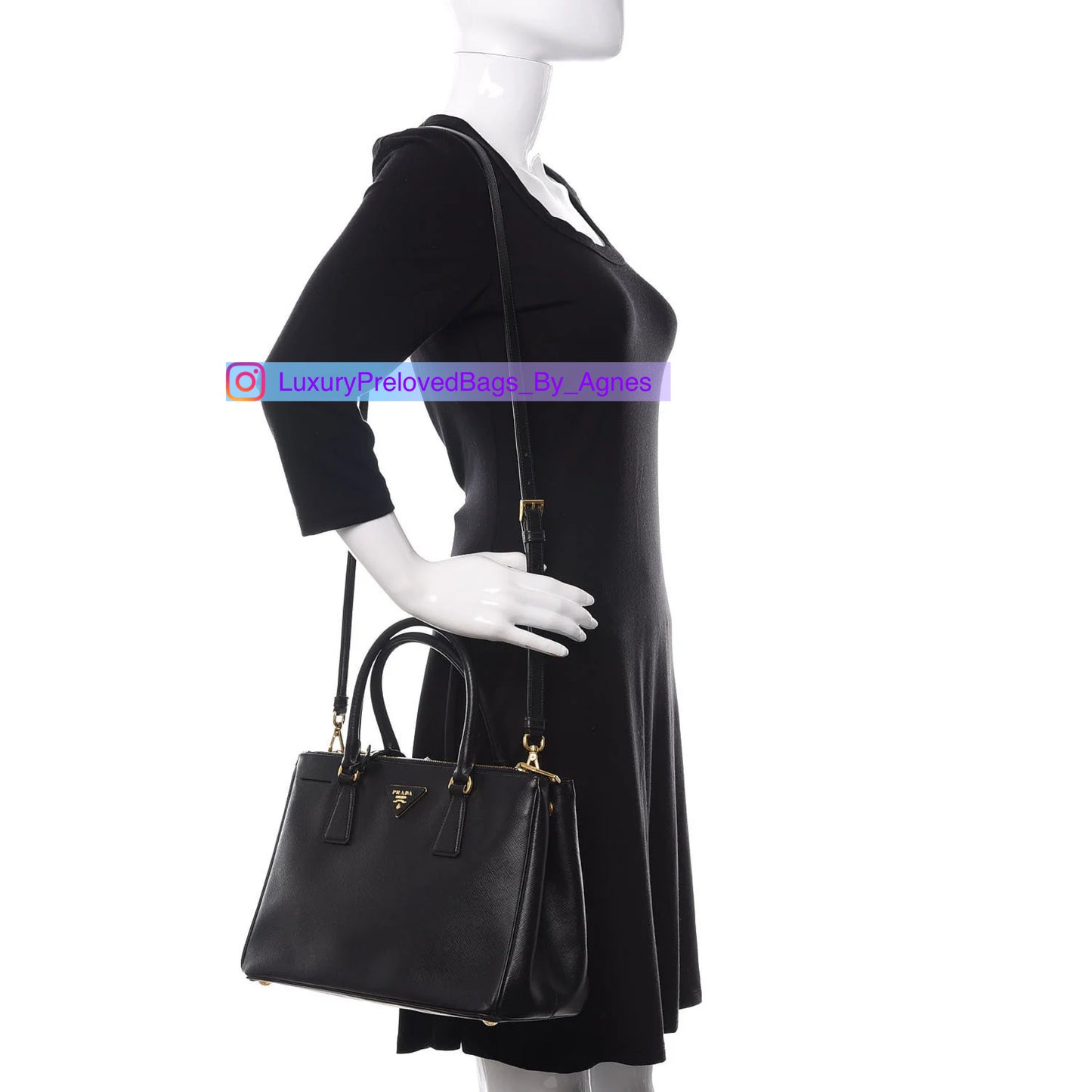 Prada Saffiano Leather Small Galleria Double Zip Tote Bag