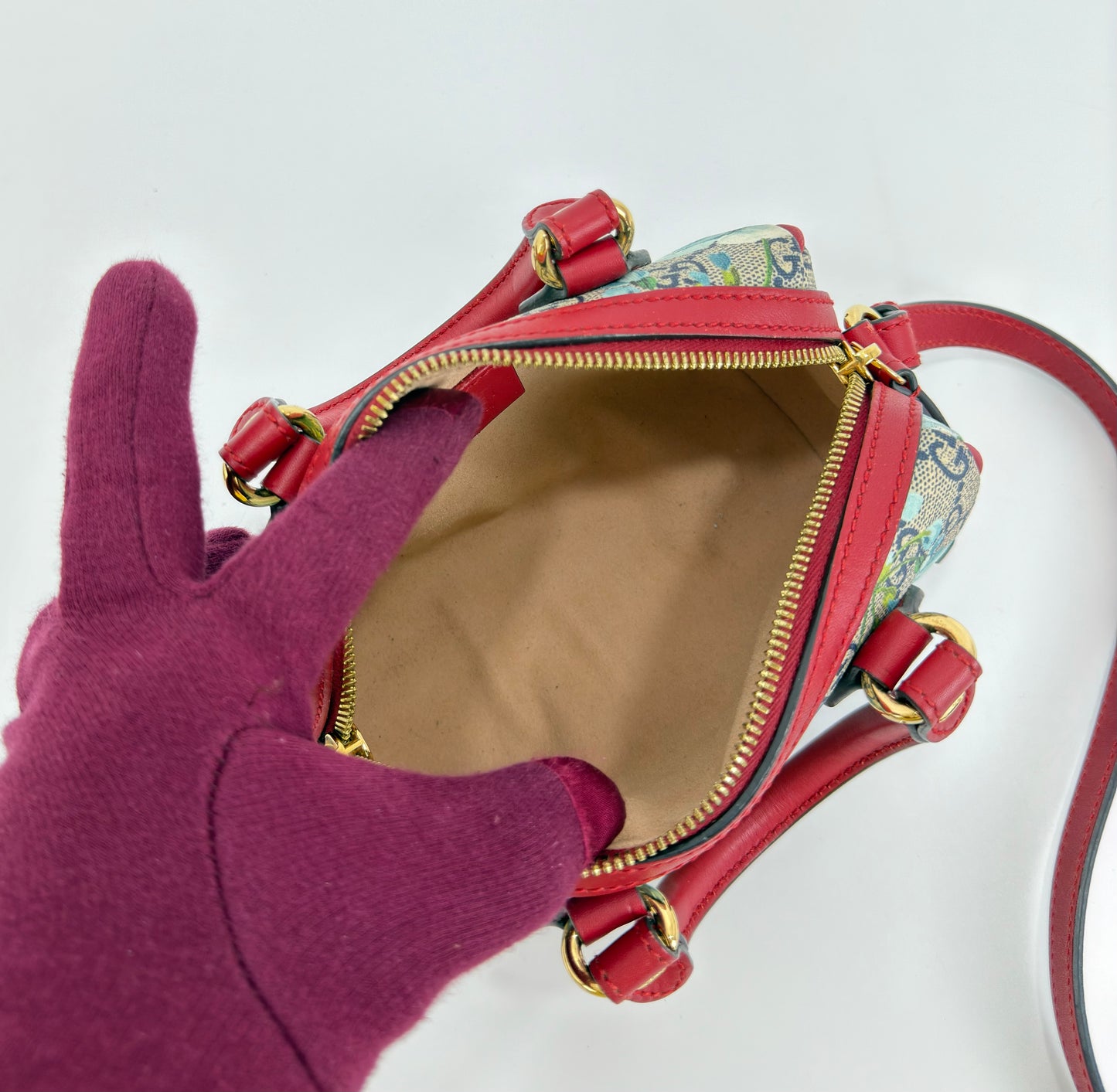 Gucci GG Supreme Monogram Blooms Mini Boston Bag