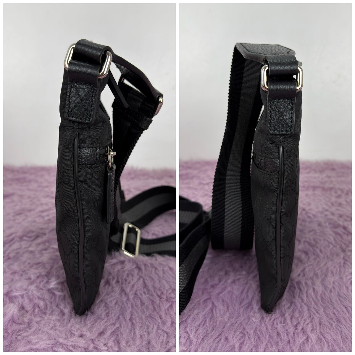 Gucci GG Nylon Monogram Flat Messenger Bag