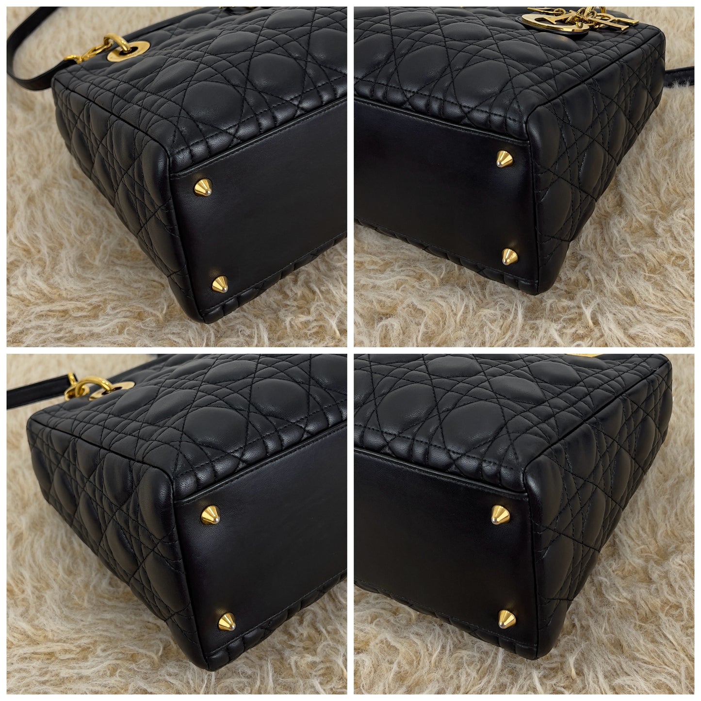 Lady Dior Black Cannage Quilt Lambskin Medium