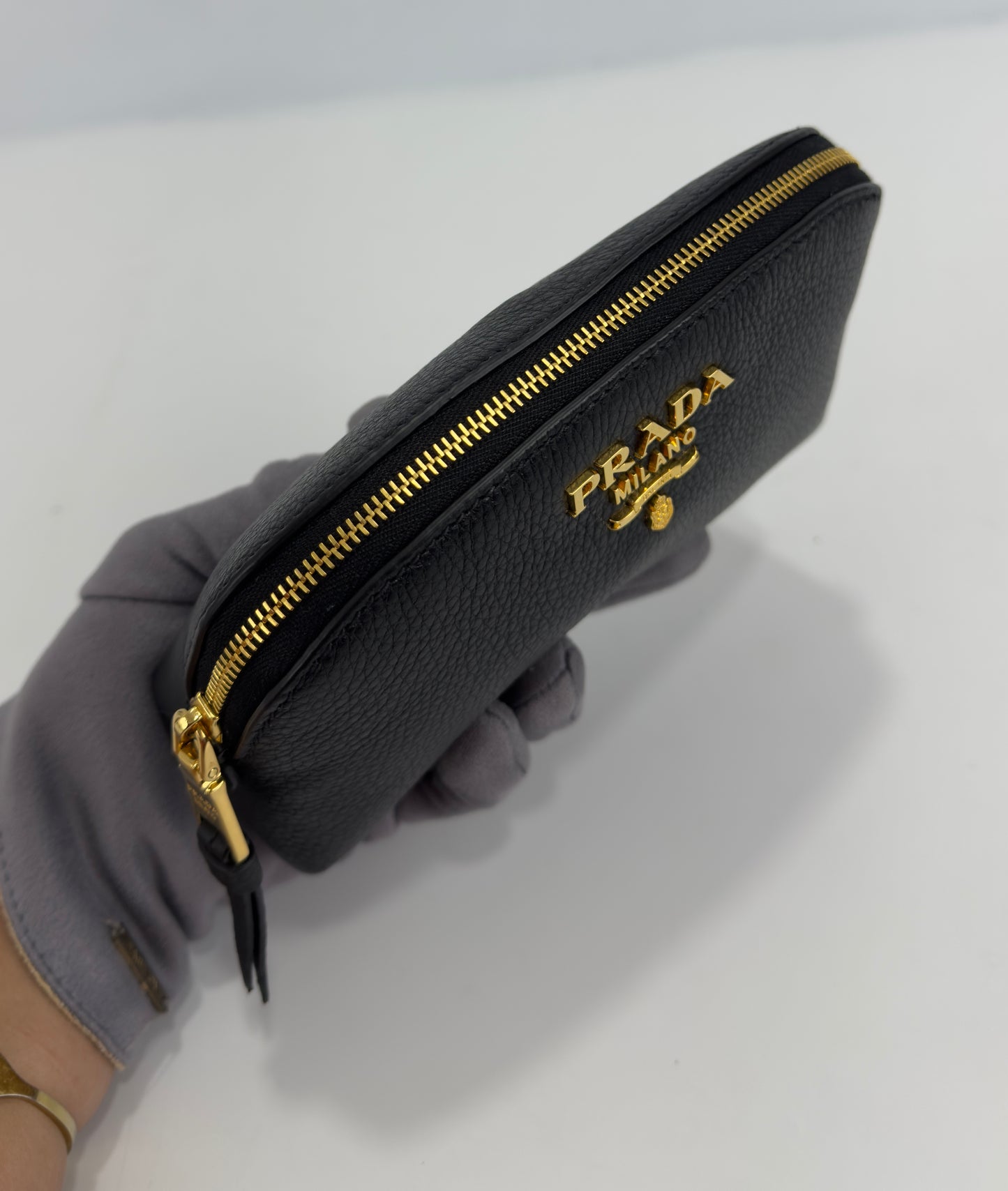 Prada Vitello Daino Cosmetic Pouch Black