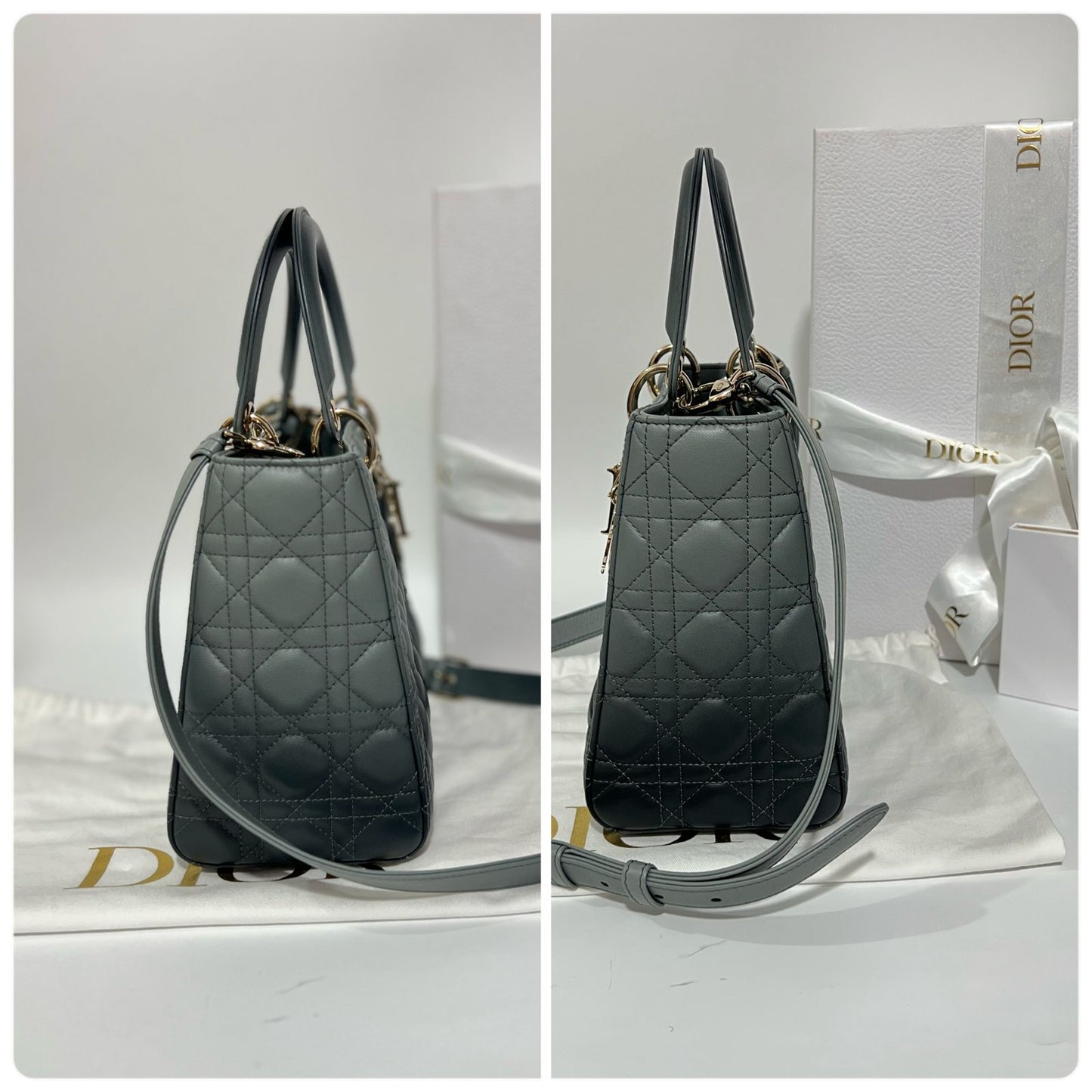 Lady Dior Medium Ombre Gradient Black-Grey