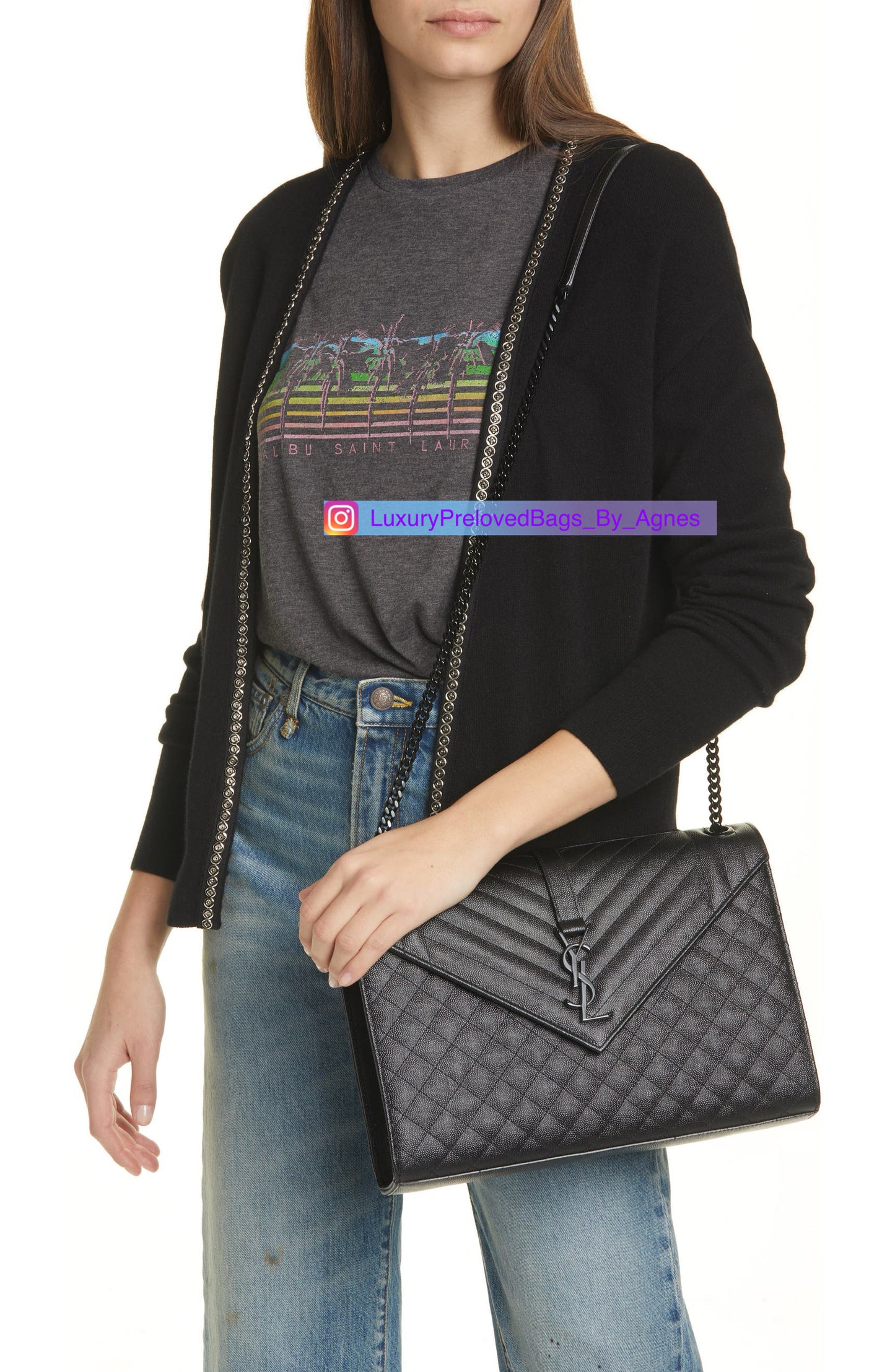 Saint Laurent Monogram Quilted Envelope Large