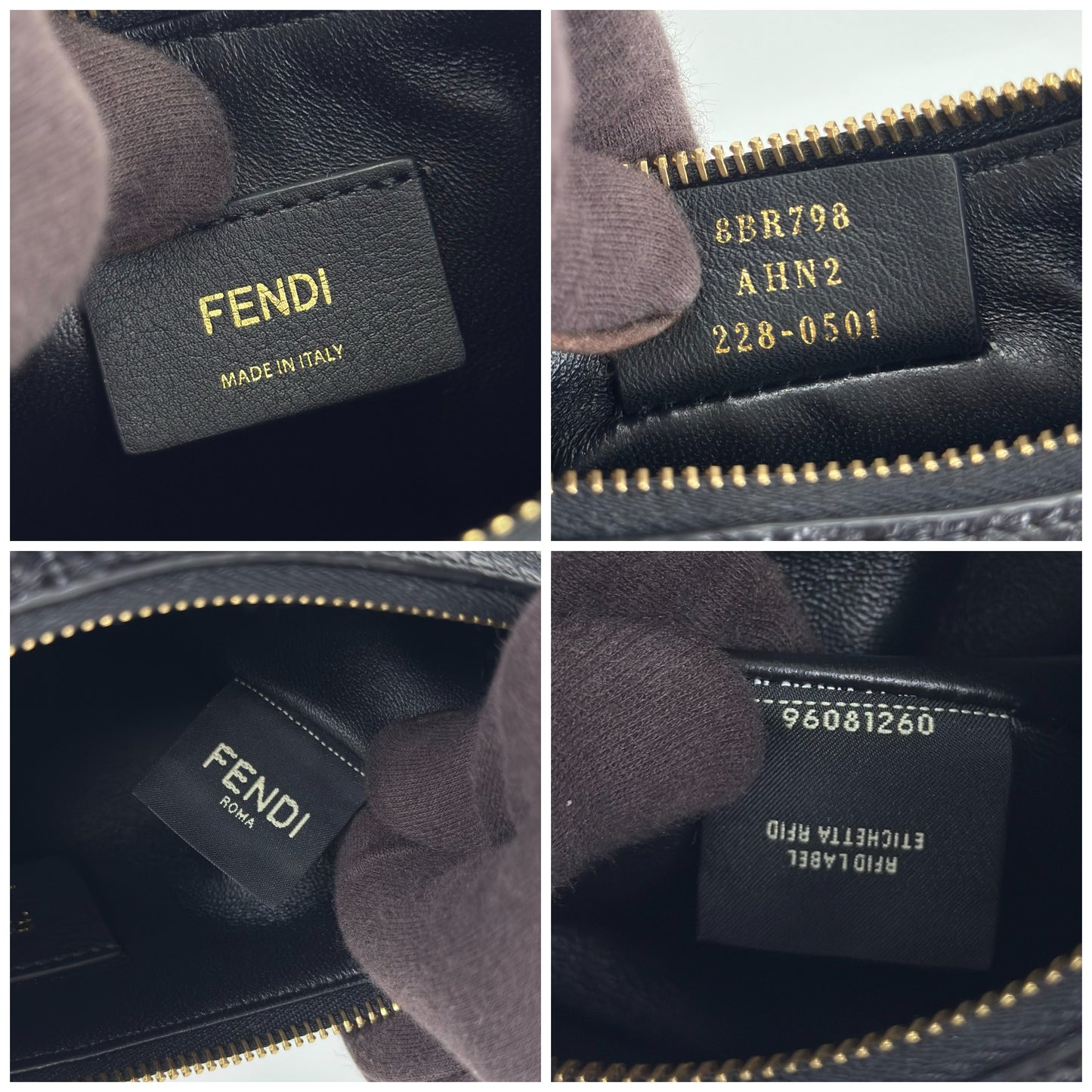 FENDI Black Phyton Fendigraphy Hobo Medium