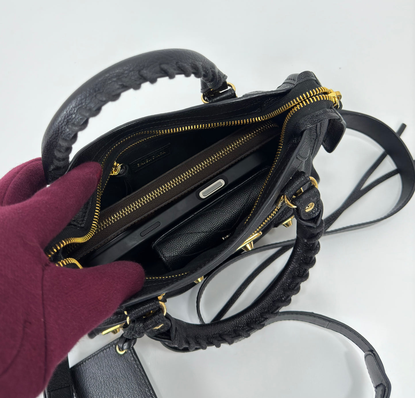 Balenciaga Black Leather Mini Classic Metallic
Edge City Bag