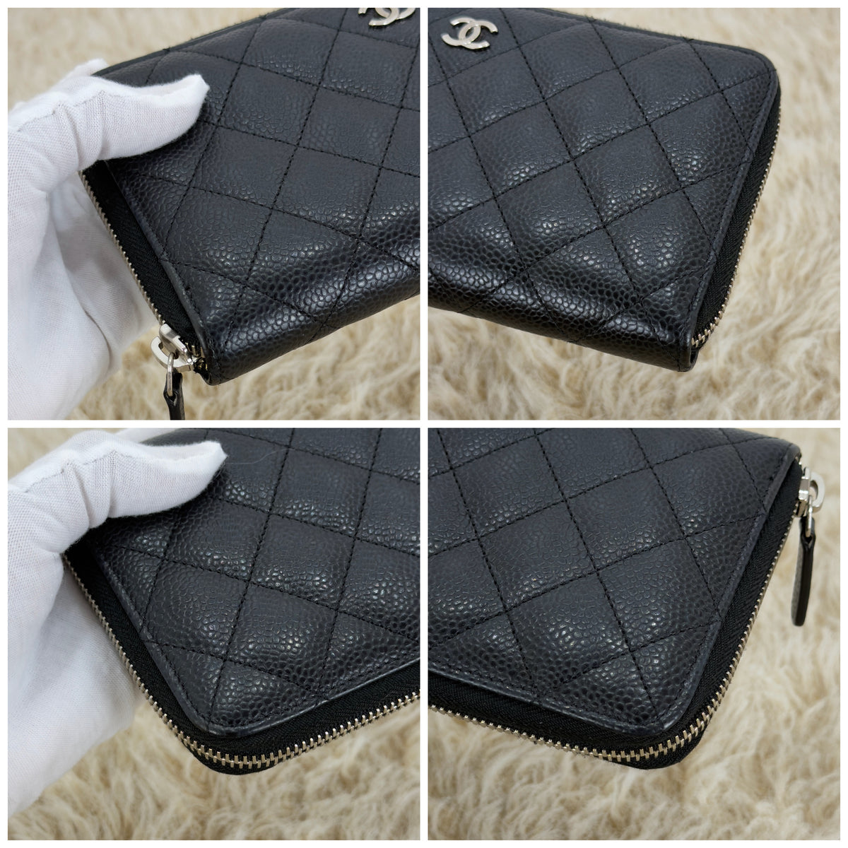 Chanel Caviar Quilted Gusset Zip Around Wallet Series 29