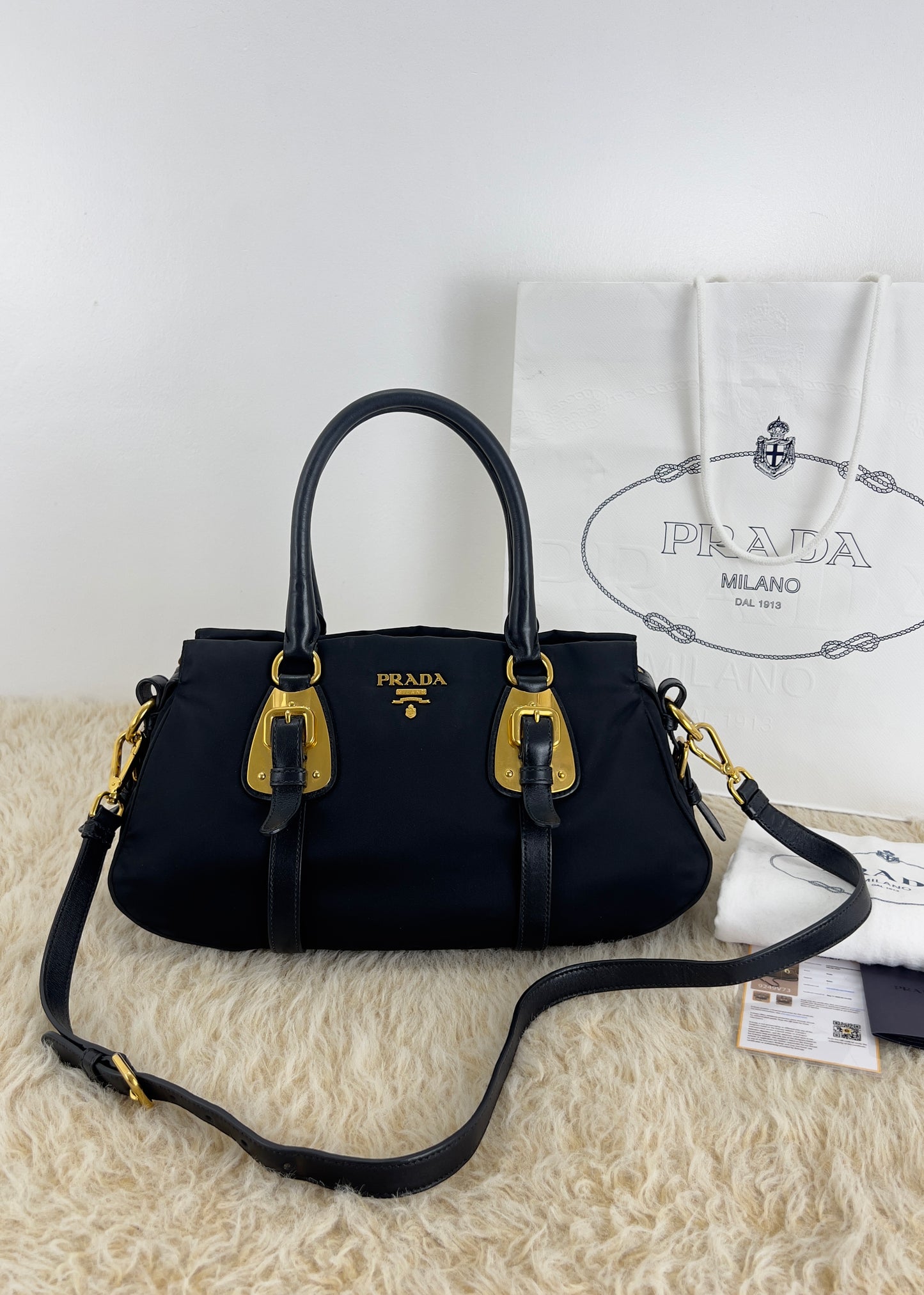 Prada Tessuto Nylon And Soft Calfskin Leather