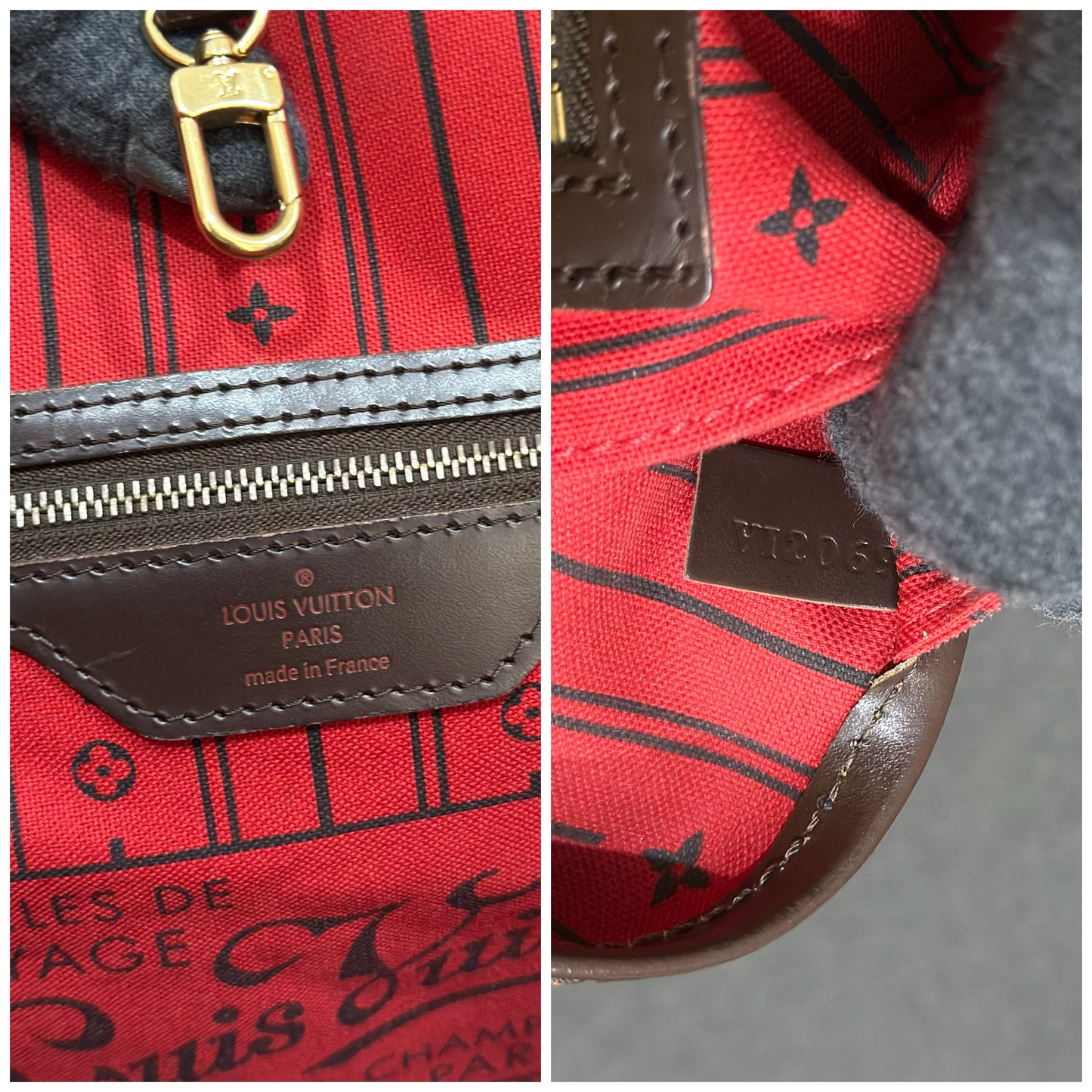 Louis Vuitton Neverful MM Damier Ebene VI2069