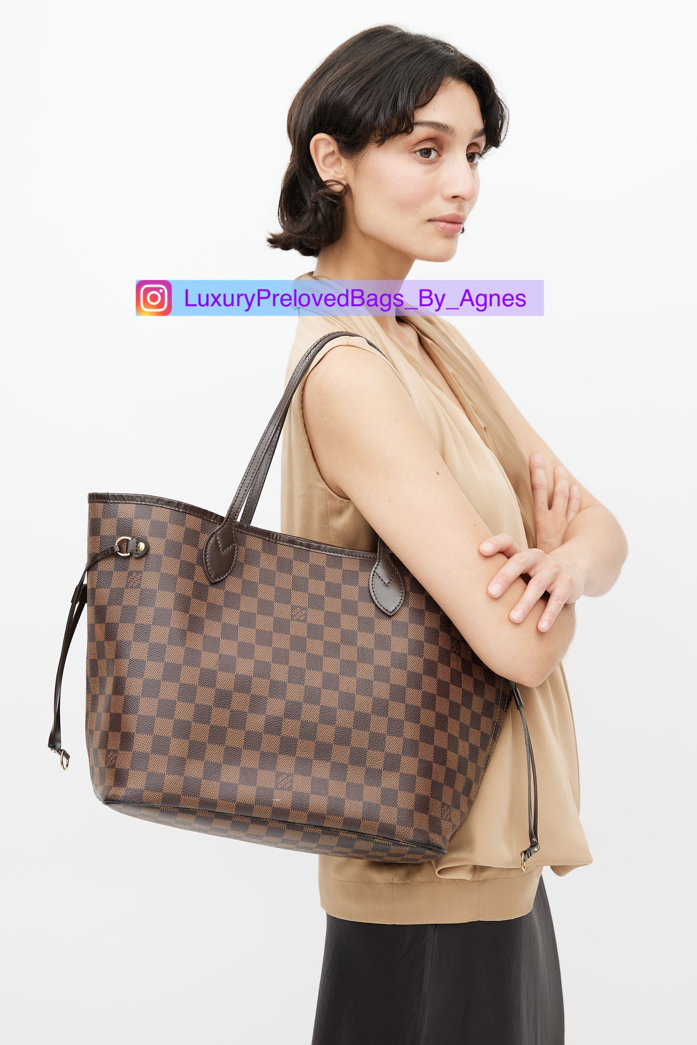Louis Vuitton Neverful MM Damier Ebene With Pouch
