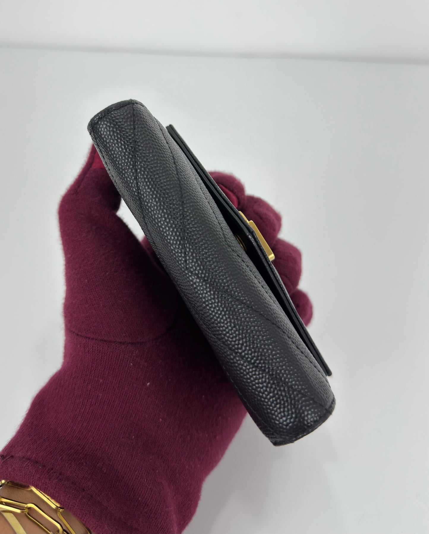 Saint Laurent Cassandre Matelassé Compact Tri-Fold Wallet