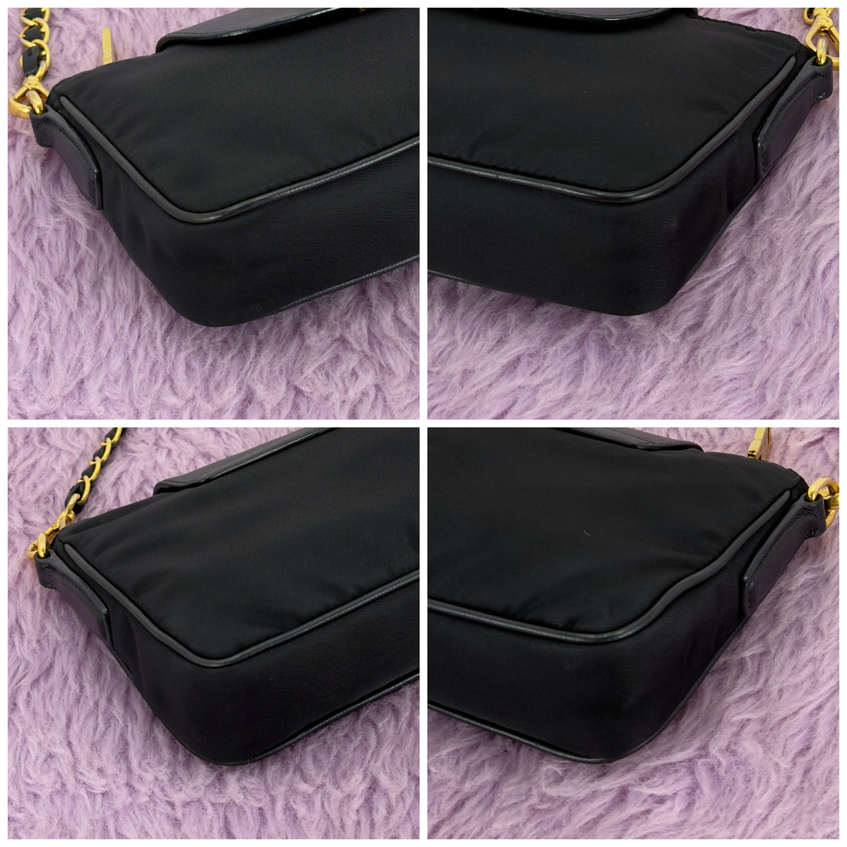 Prada Tessuto Nylon Saffiano Leather Chain Crossbody
