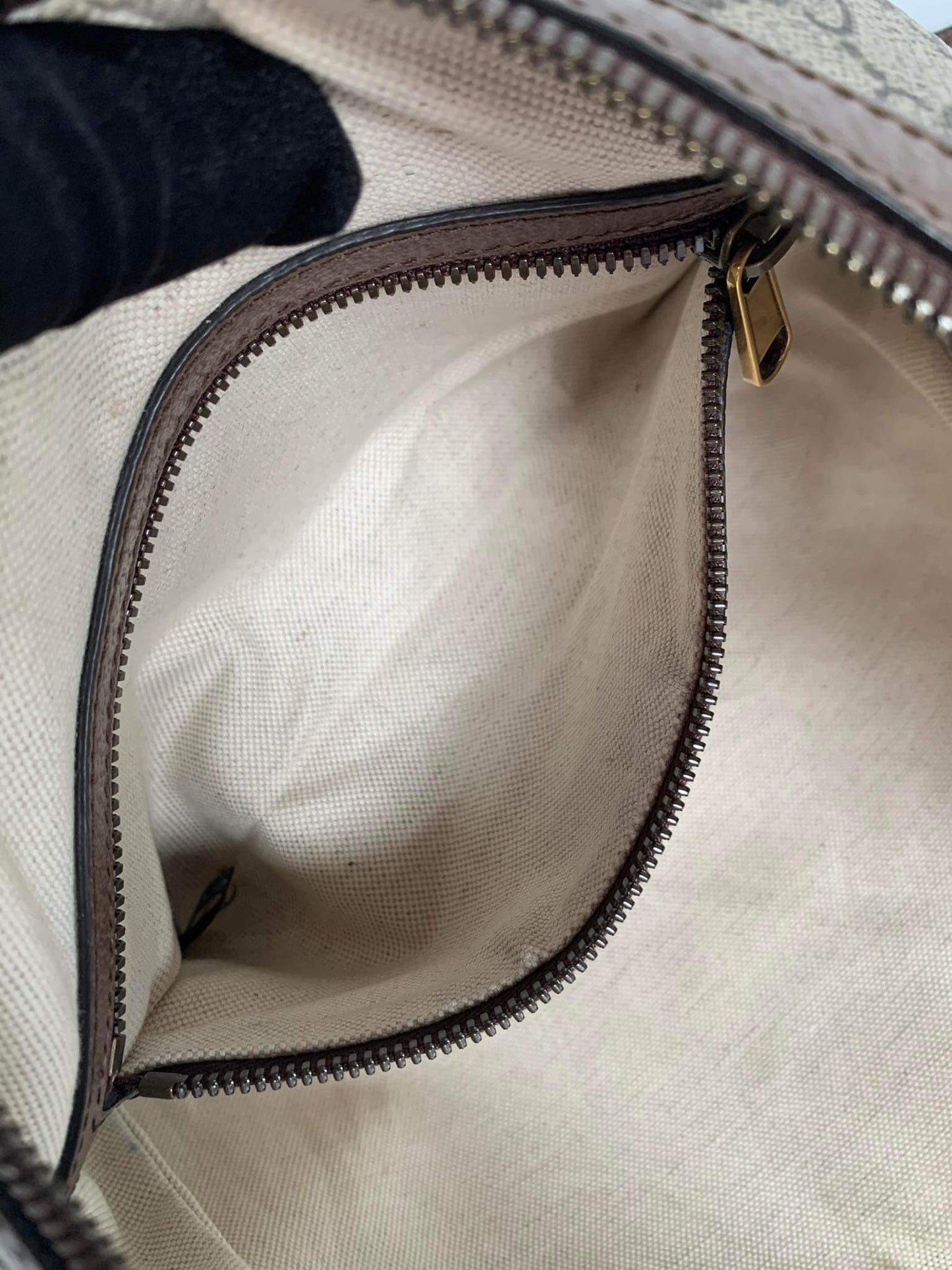 Gucci Beige GG Supreme Web Ophidia Small Half Moon Hobo