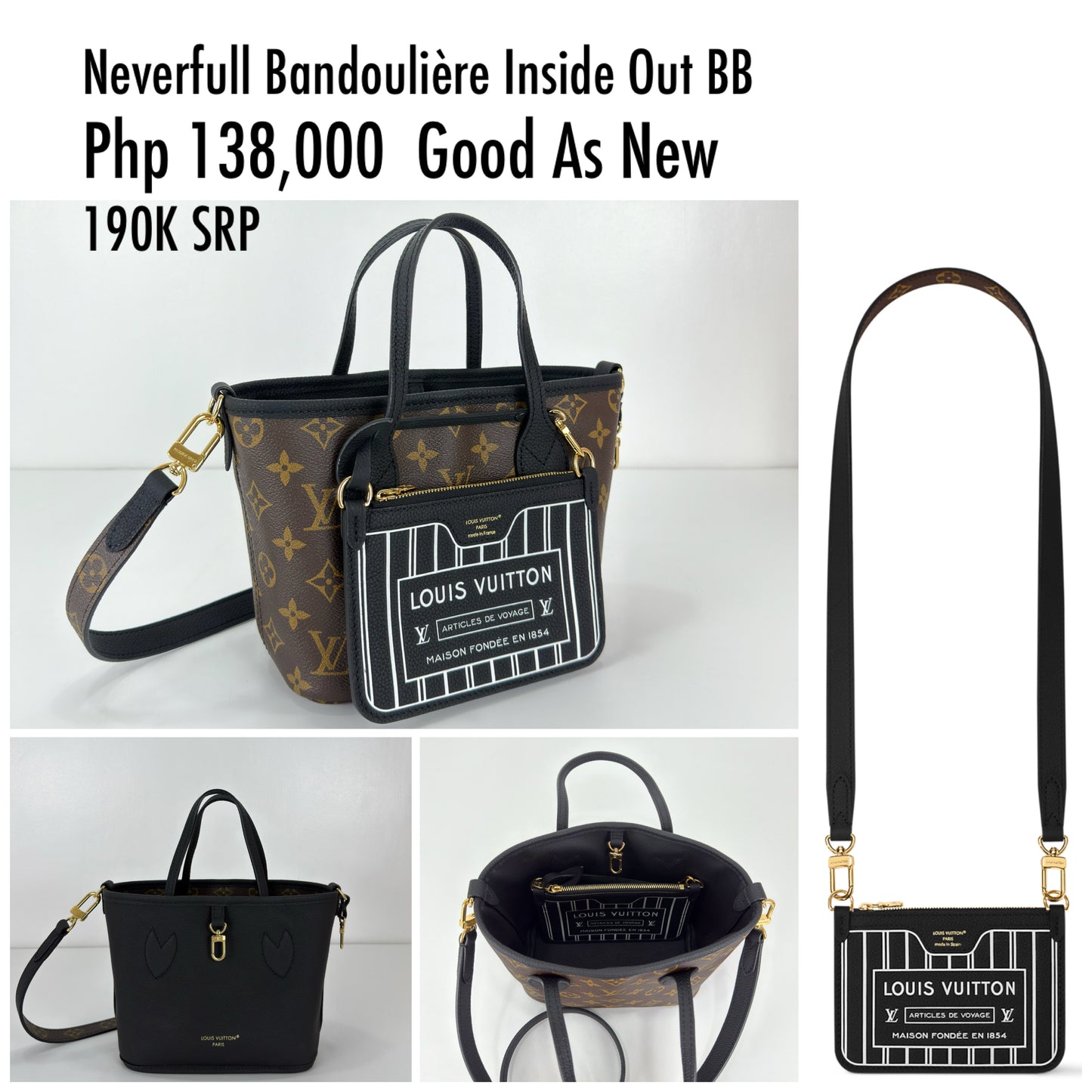 Louis Vuitton Neverfull Bandoulière Inside Out BB