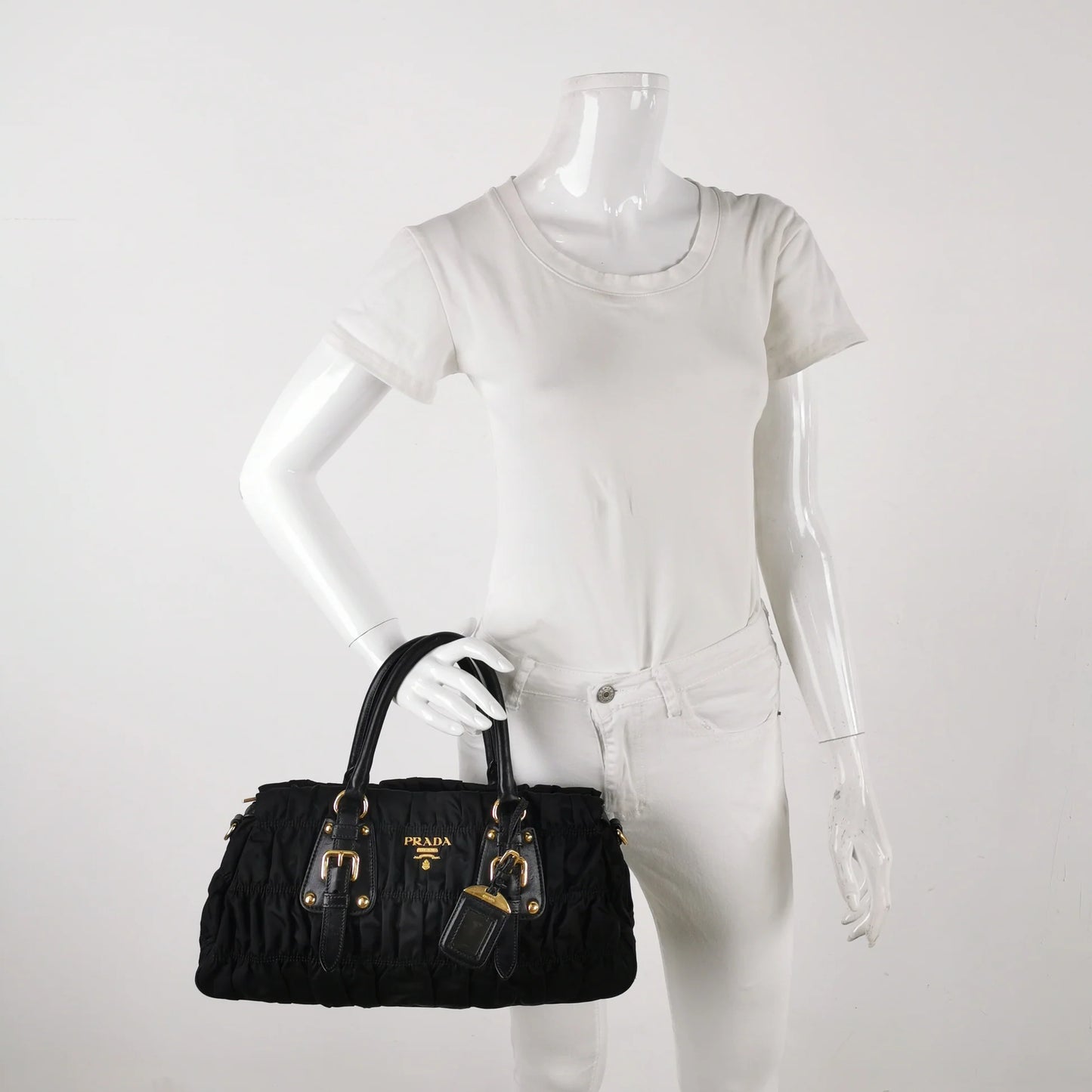 Prada Tessuto Gaufre Two Way Nylon Satchel Bag