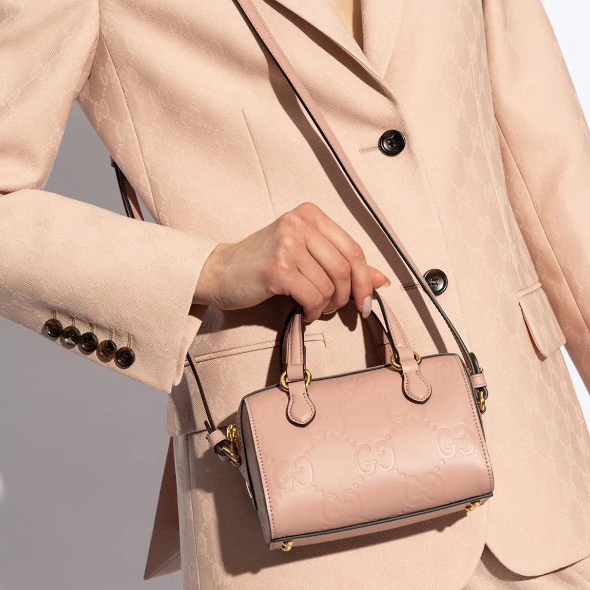 Gucci GG Convertible Boston Bag Jumbo Embossed
