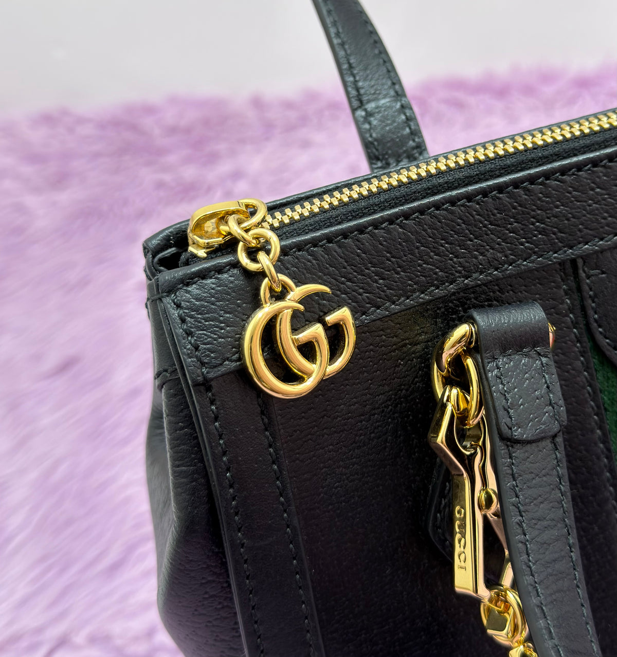 Gucci GG Calfskin Web Ophidia Small Tote Bag