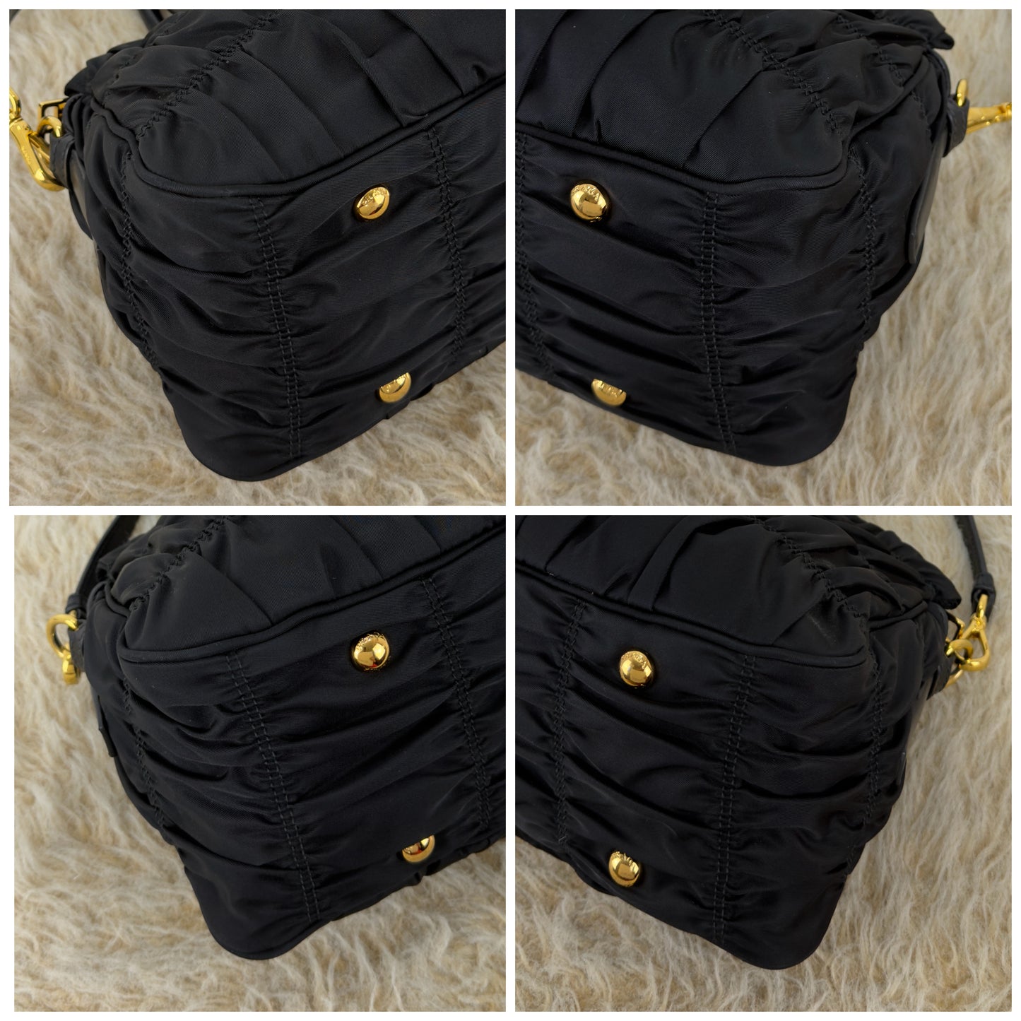 Prada Tessuto Gaufre Two Way Nylon Satchel Bag