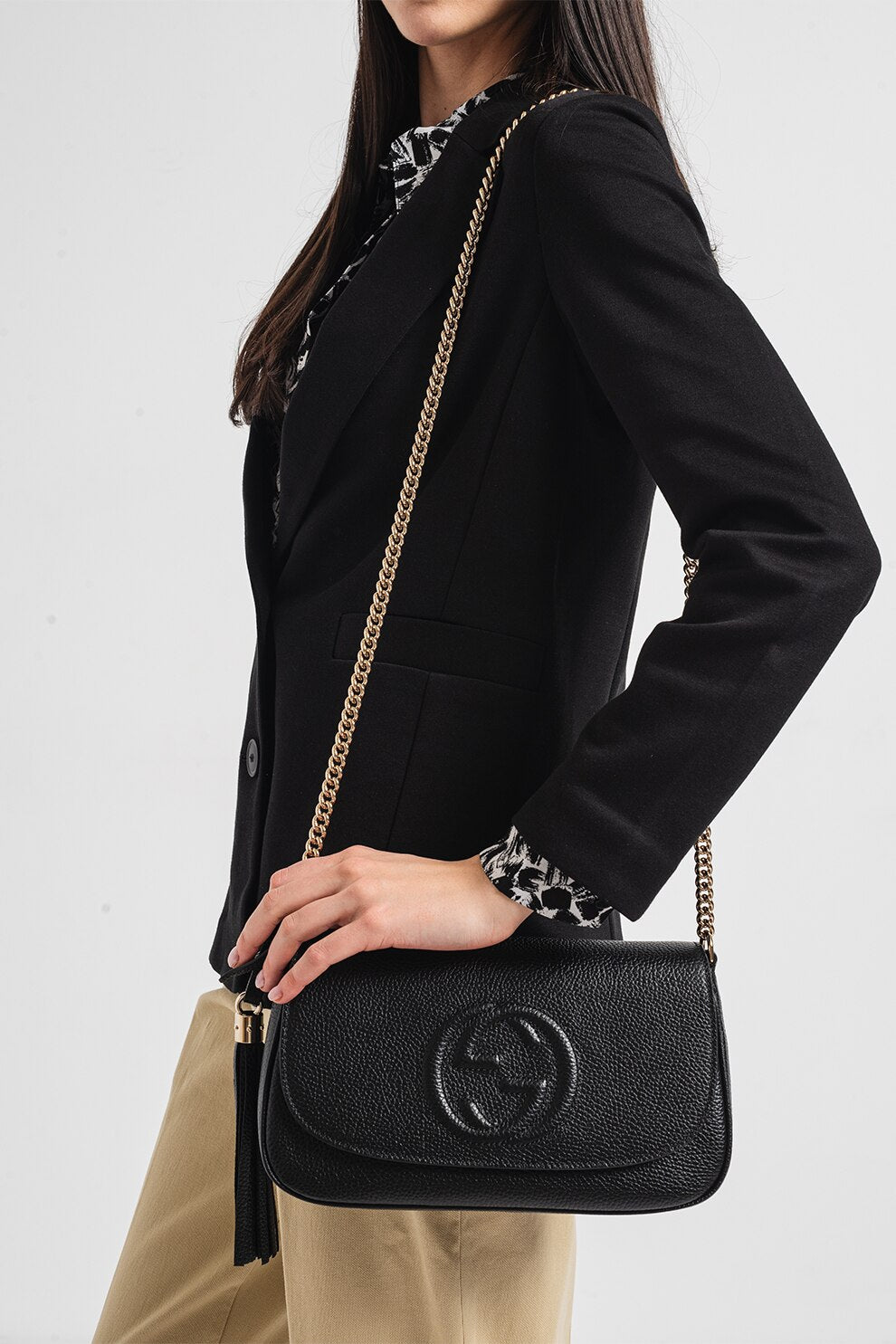 Gucci Pebbled Leather GG Soho Chain Bag