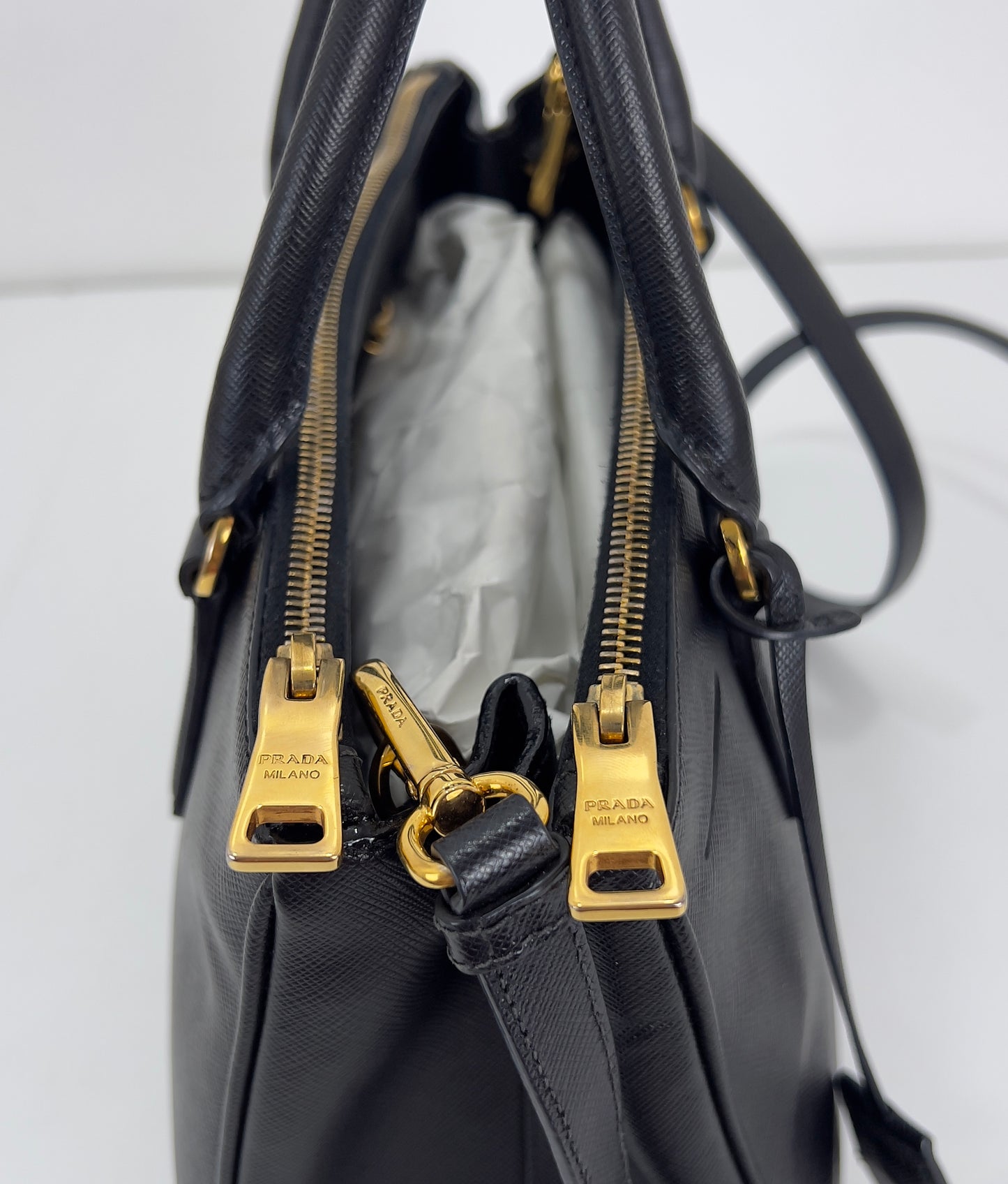 Prada Saffiano Leather Small Galleria Double Zip Tote Bag
