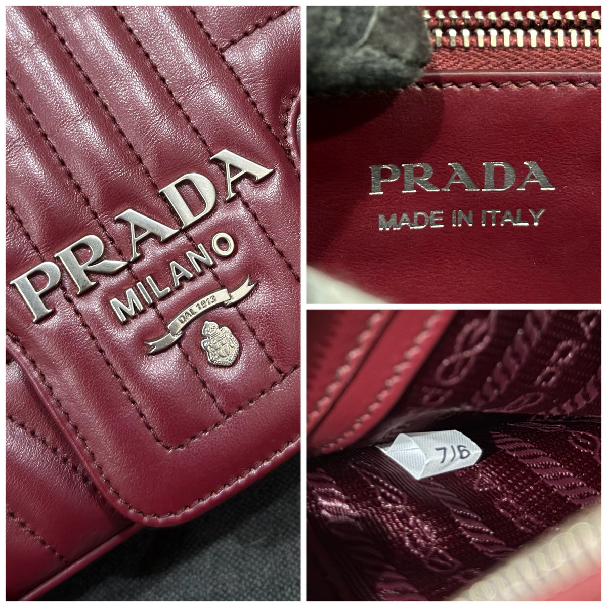 Prada Burgundy Soft Calf Impuntu Diagramme Medium