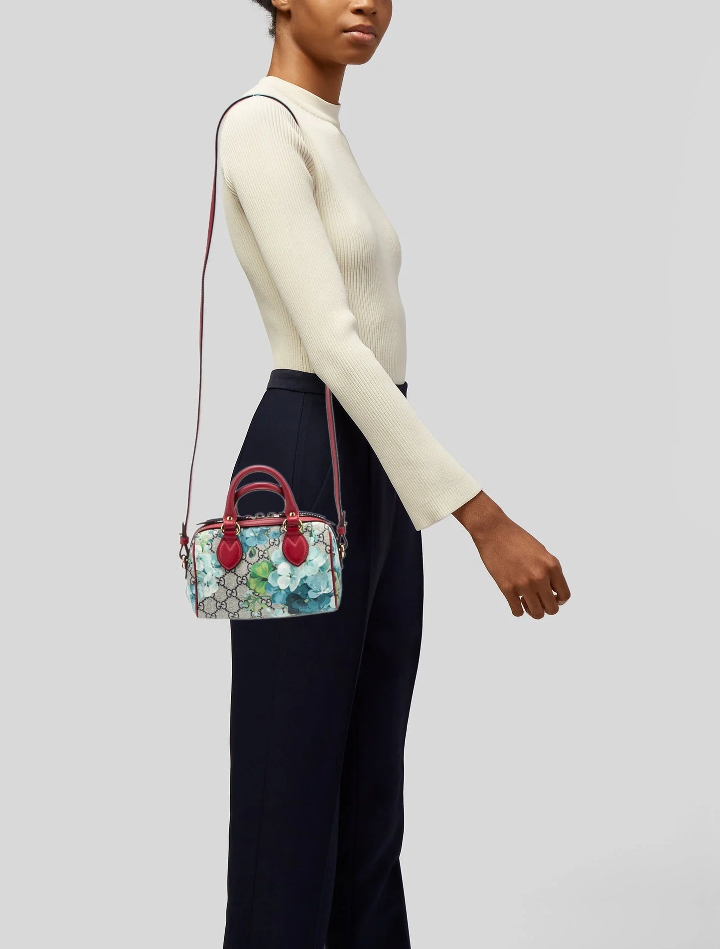 Gucci GG Supreme Monogram Blooms Mini Boston Bag