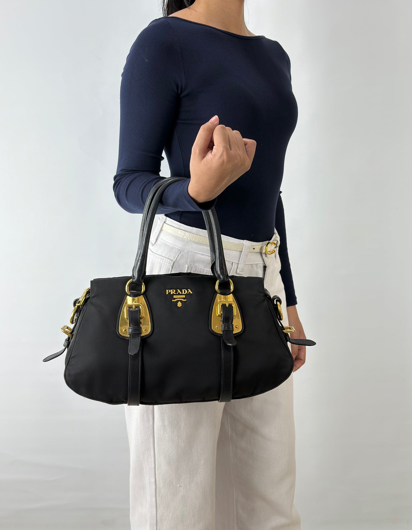 Prada Tessuto Nylon And Soft Calfskin Leather