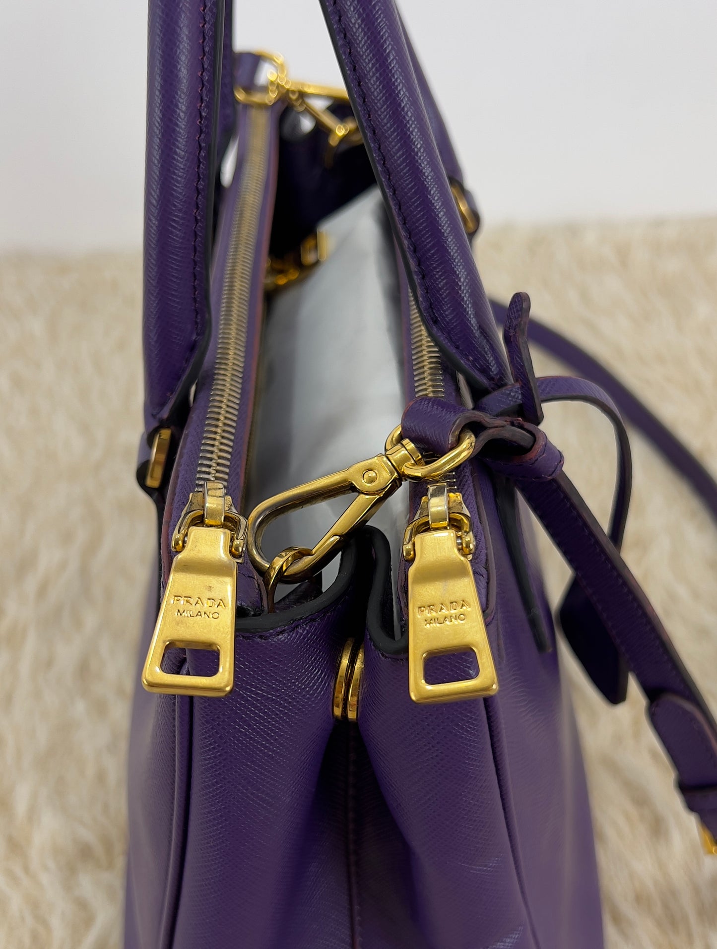 Prada Saffiano Leather Small Galleria Double Zip Tote Bag