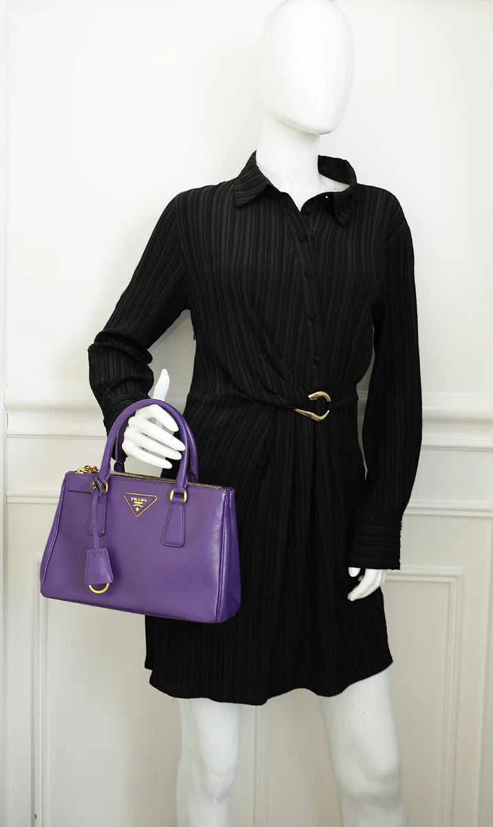 Prada Saffiano Leather Small Galleria Double Zip Tote Bag