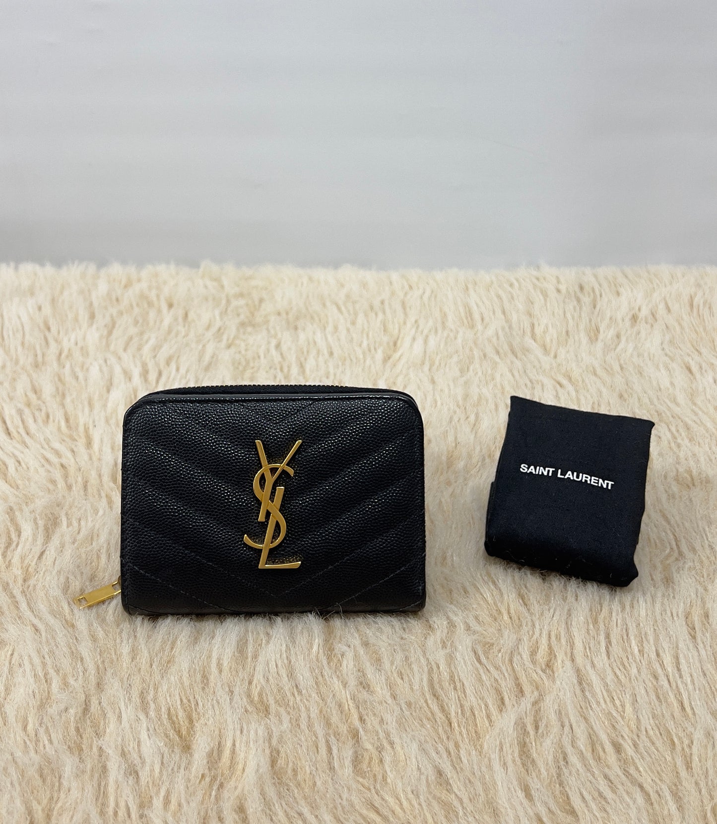 Saint Laurent Cassandre Matelassé Compact Zip Around Wallet