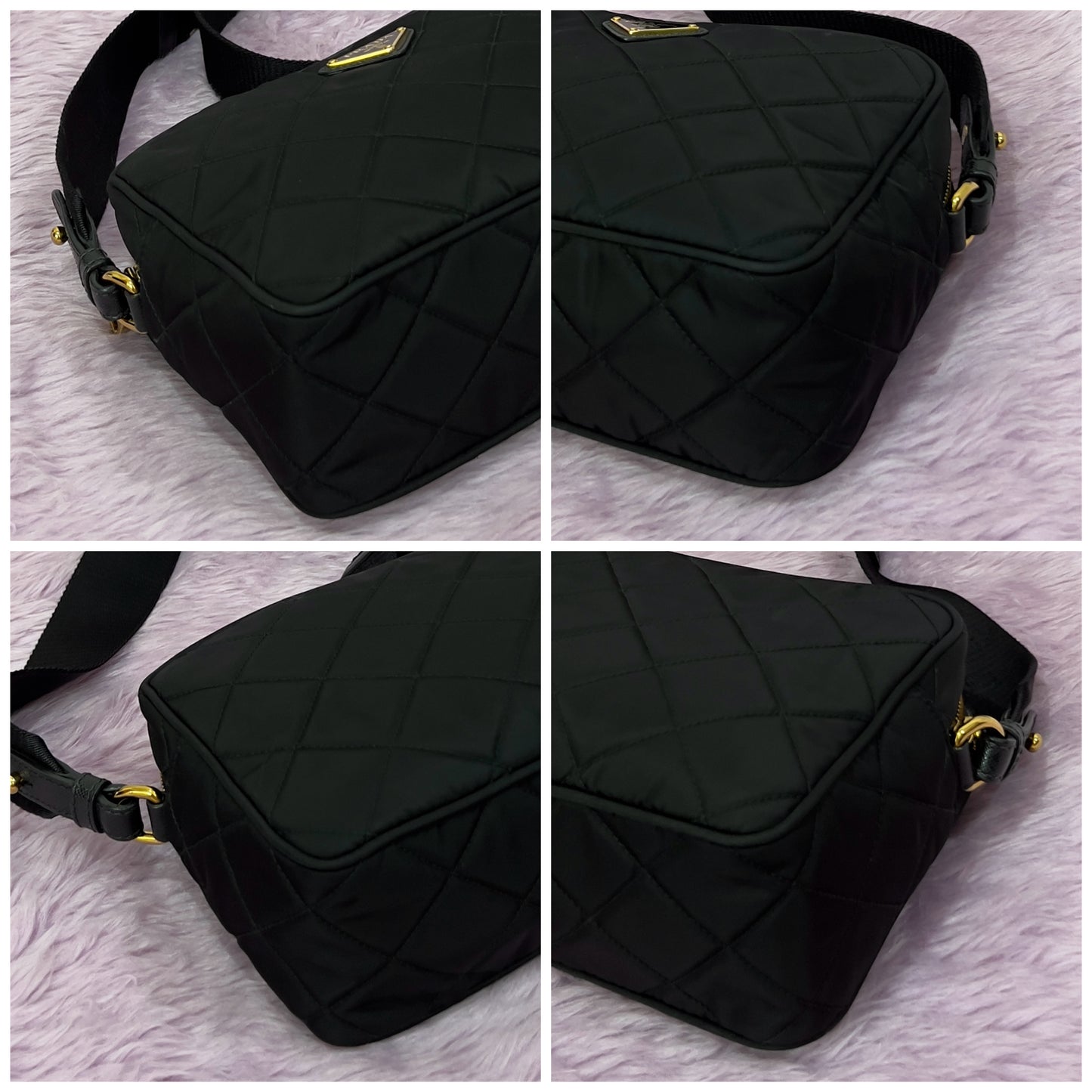 Prada Tessuto Black Quilted Camera Bag